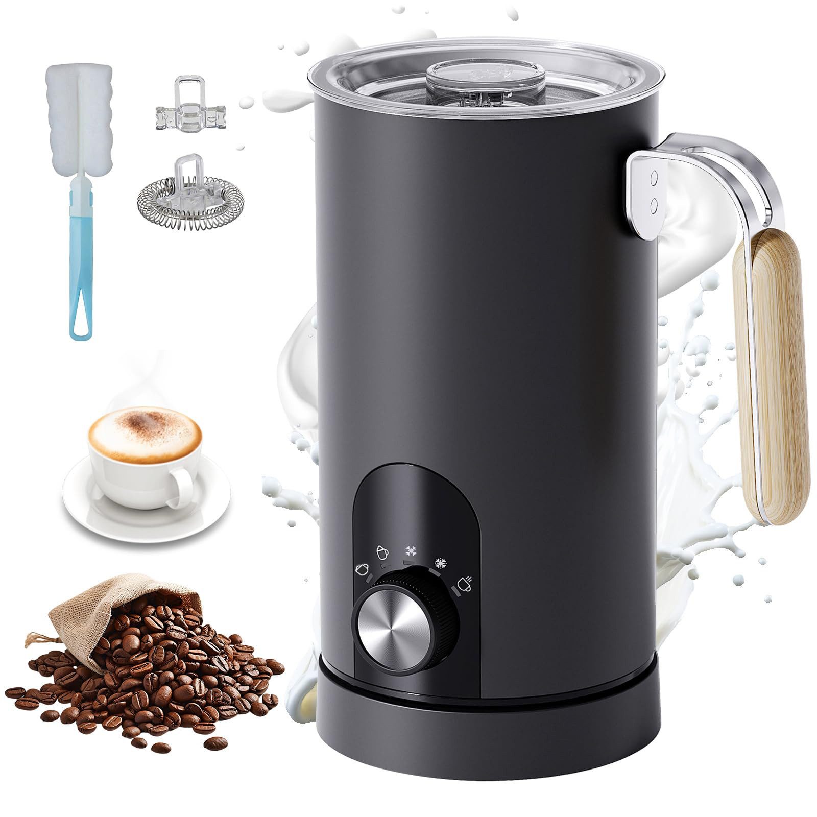 Milchaufschäumer Elektrischer 5-in-1 Milchaufschäumer 500W, 350ml Edelstahl