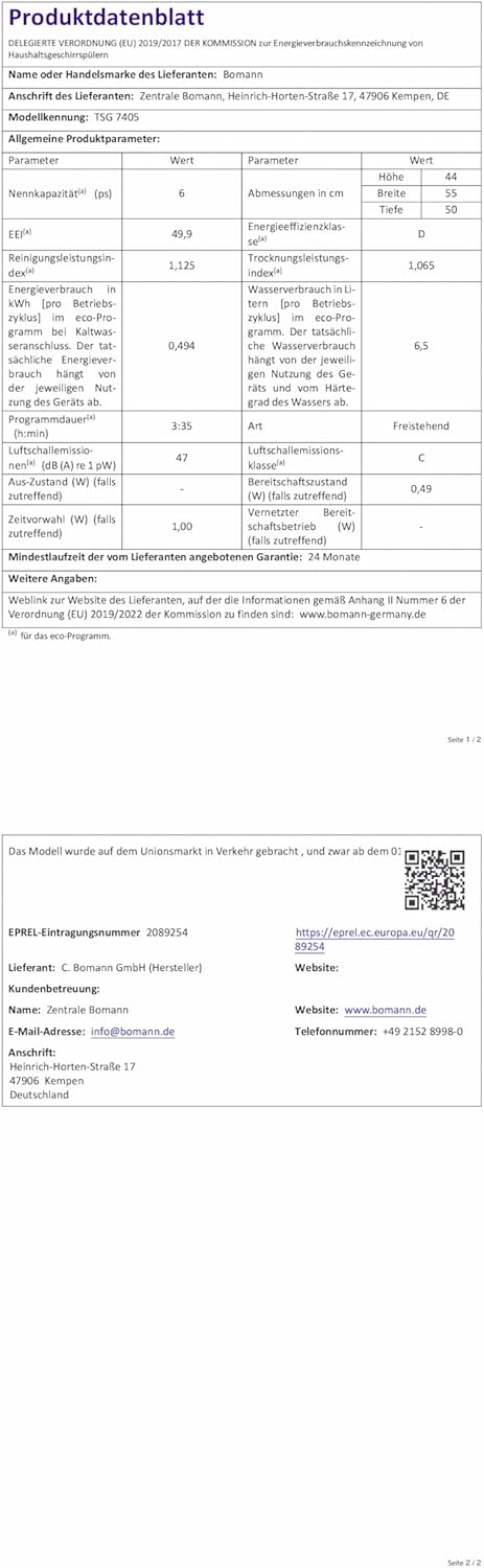 Bomann® Mini Geschirrspüler mit Wasseranschluss | inkl. Schlauch | Tisch Geschirrspüler leise | Mini Spülmaschine für kleine Küchen/Camping | Spülmaschine klein m. Überlaufsicherung | TSG 7405 weiß