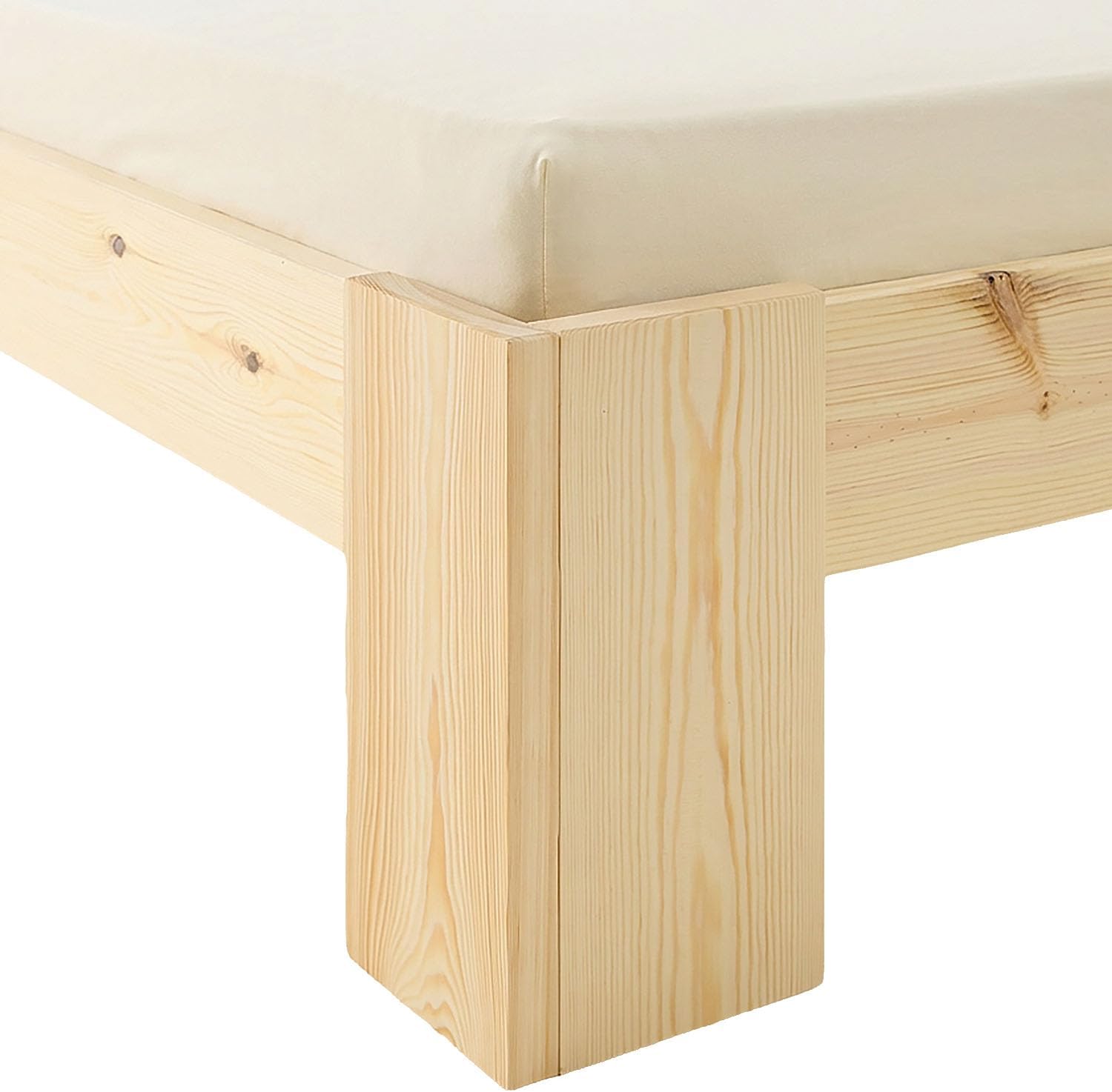 Homestyle4u Bett 180x200 mit Lattenrost Holzbett Massivholz Kiefer Doppelbett Schlafzimmer