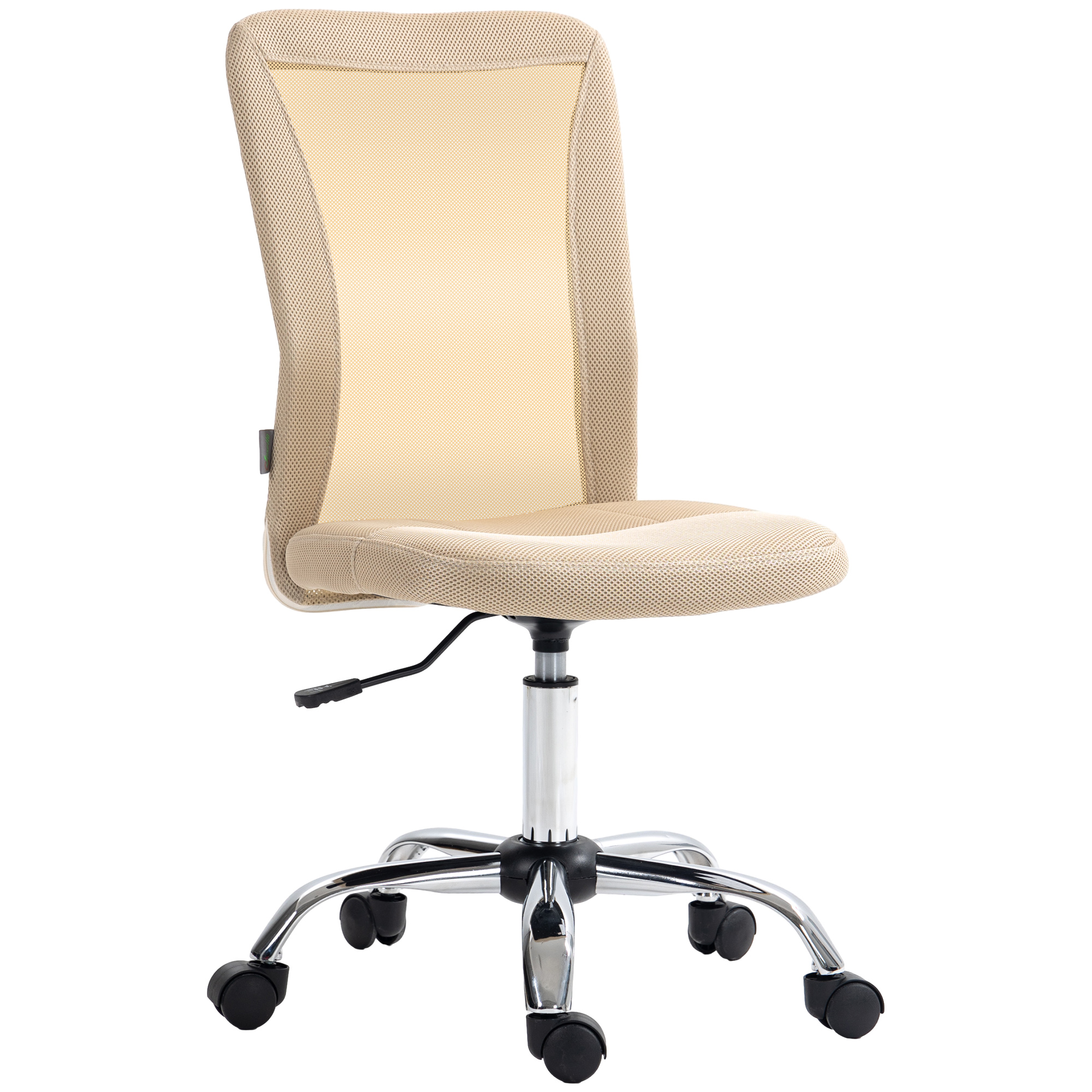 Vinsetto Bürostuhl ergonomisch höhenverstellbar verchromtes Fußgestell 360° drehbarer Mesh-Bezug beige