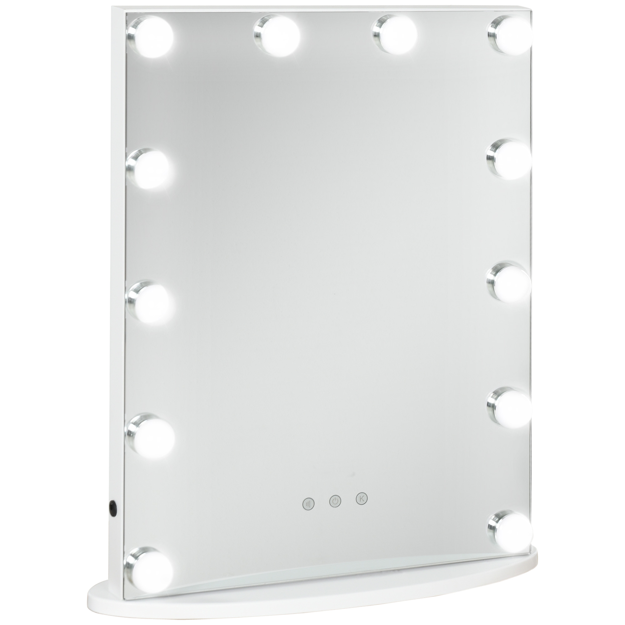 HOMCOM Hollywood Spiegel mit Beleuchtung, Schminkspiegel für Schminktisch,Theaterspiegel Kosmetikspiegel mit Licht 3 Farbtemperatur, mit USB 12 LED Licht