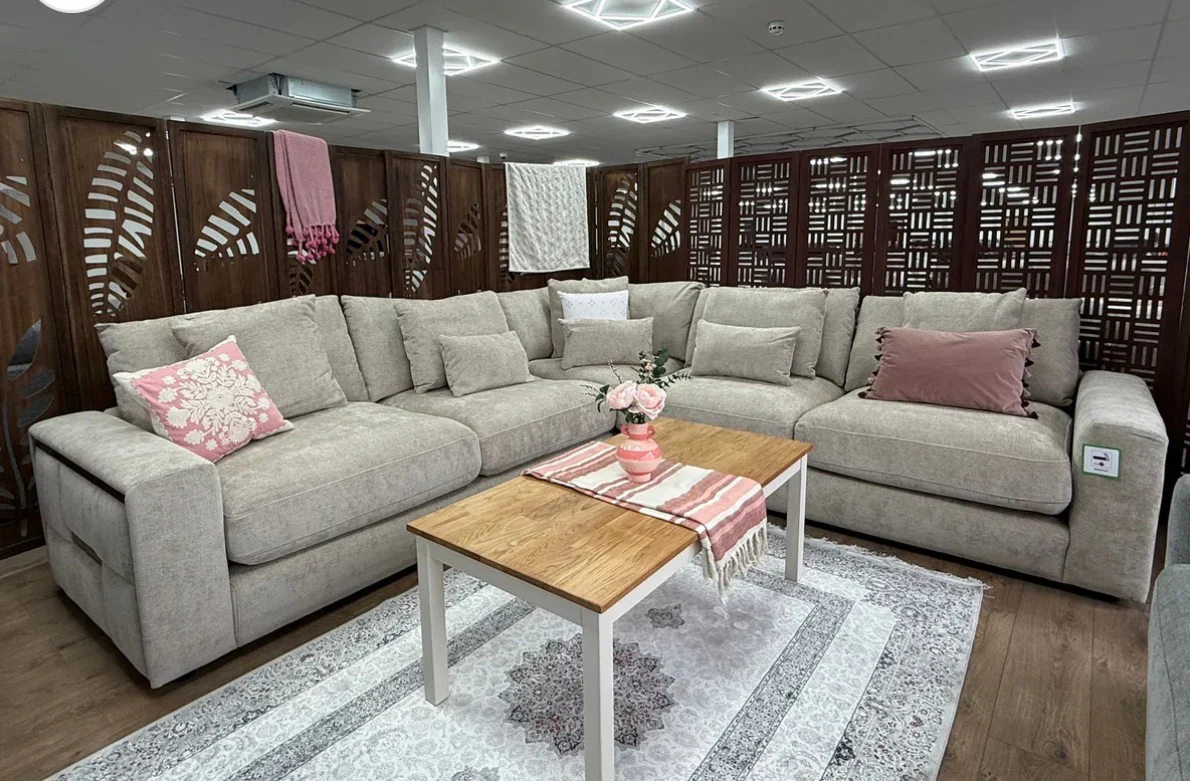 Jupit Large Corner Sofa Beige – Modern Luxury Fabric  Sofa