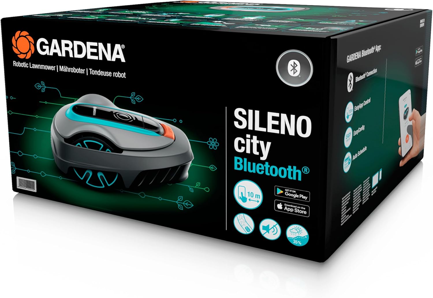 Gardena Robotmaaier SILENO minimo 500 m: intelligente grasmaaier met optimale connectiviteit, programmeerbaar met Gardena Bluetooth-app, DE-versie (15202-20)