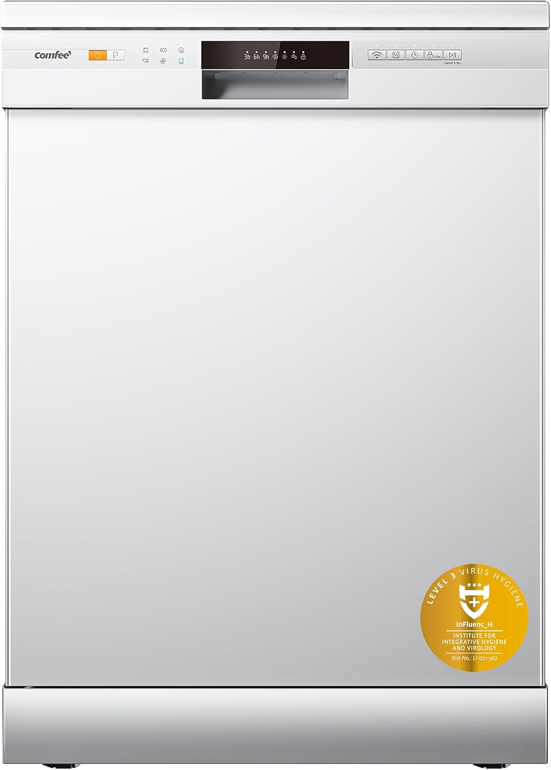 COMFEE ' CDWPF1201PW-WE-EU Lavastoviglie a libera installazione, 60 cm, 49 dB con 12 coperti, 8 programmi Controllo per pulsante o telefono, Bianco
