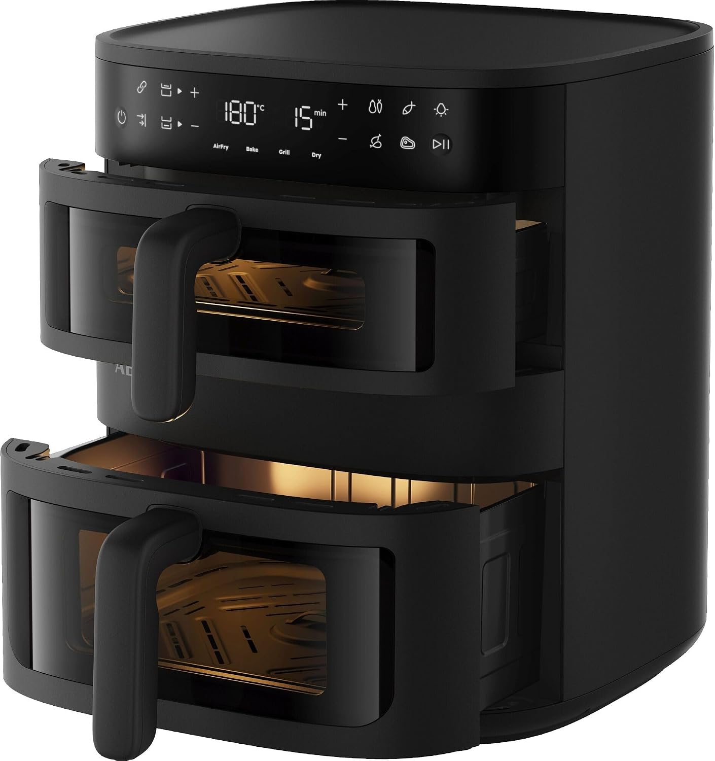 AEG Friggitrice ad aria calda a doppio cestello, 11 l, 2 scomparti per frittura parallela, cuocere grigliate, finestre e illuminazione interna, 8 programmi automatici, lavabile in lavastoviglie