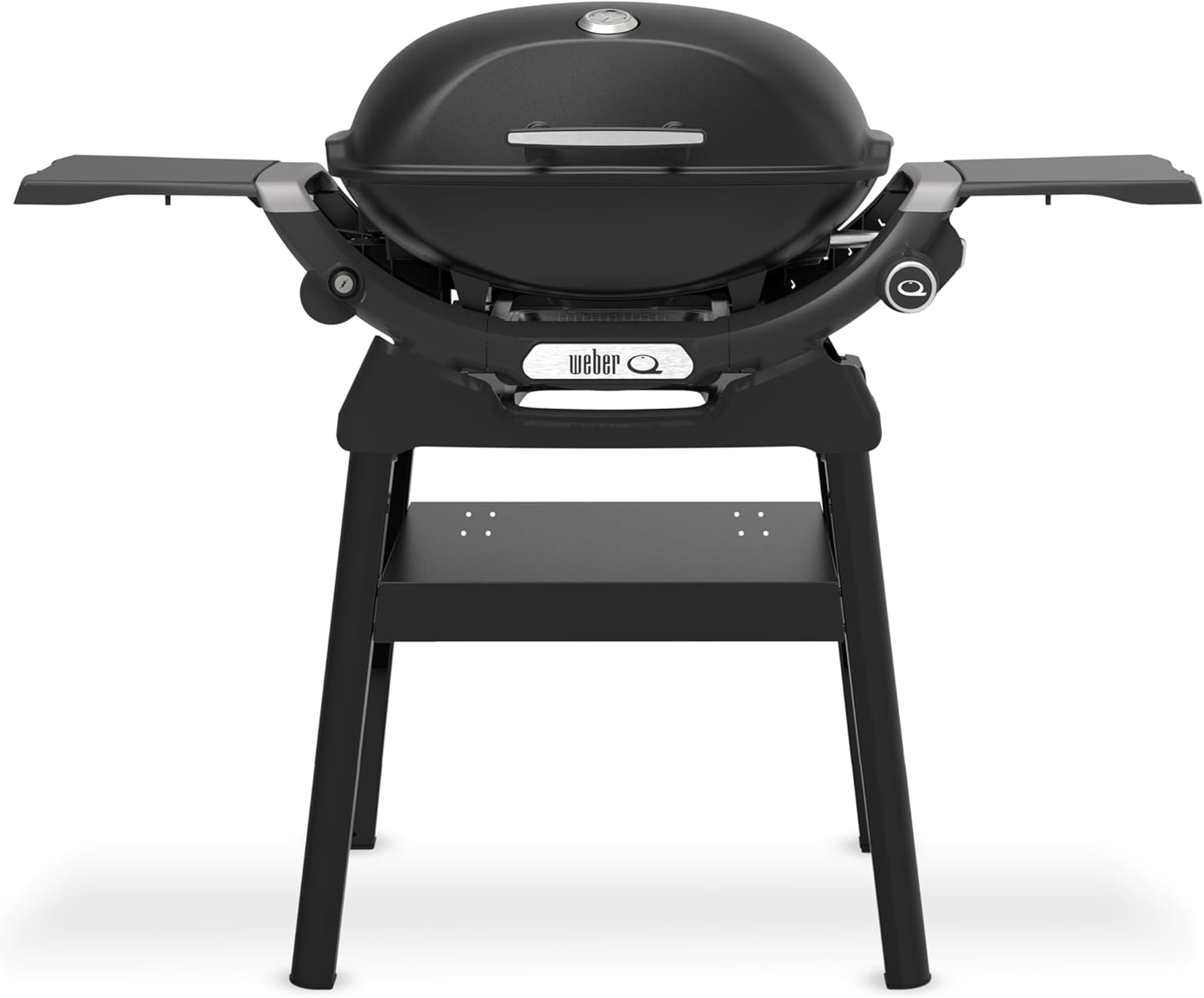 Weber Q 2200N Gasgrill mit Seitentischen & kompakten Stand/Grill für Terrassen und Balkone mit Hochleistungsbrennern, porzellanemaillierten Gussrosten und elektronischer Zündung, Mitternachtsschwarz
