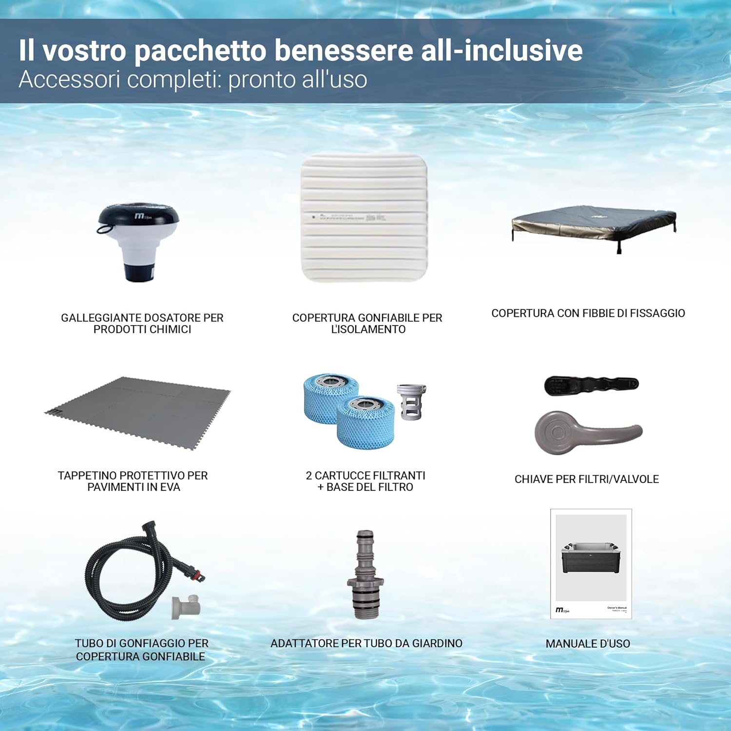 Miweba Vasca Idromassaggio MSpa Tribeca con Parete Esterna Rigida | Controllo tramite App | Spa per 6 Persone | 160x160x65 cm | 120 Getti Massaggianti | Utilizzo Tutto l’Anno, Adatta all’Inverno