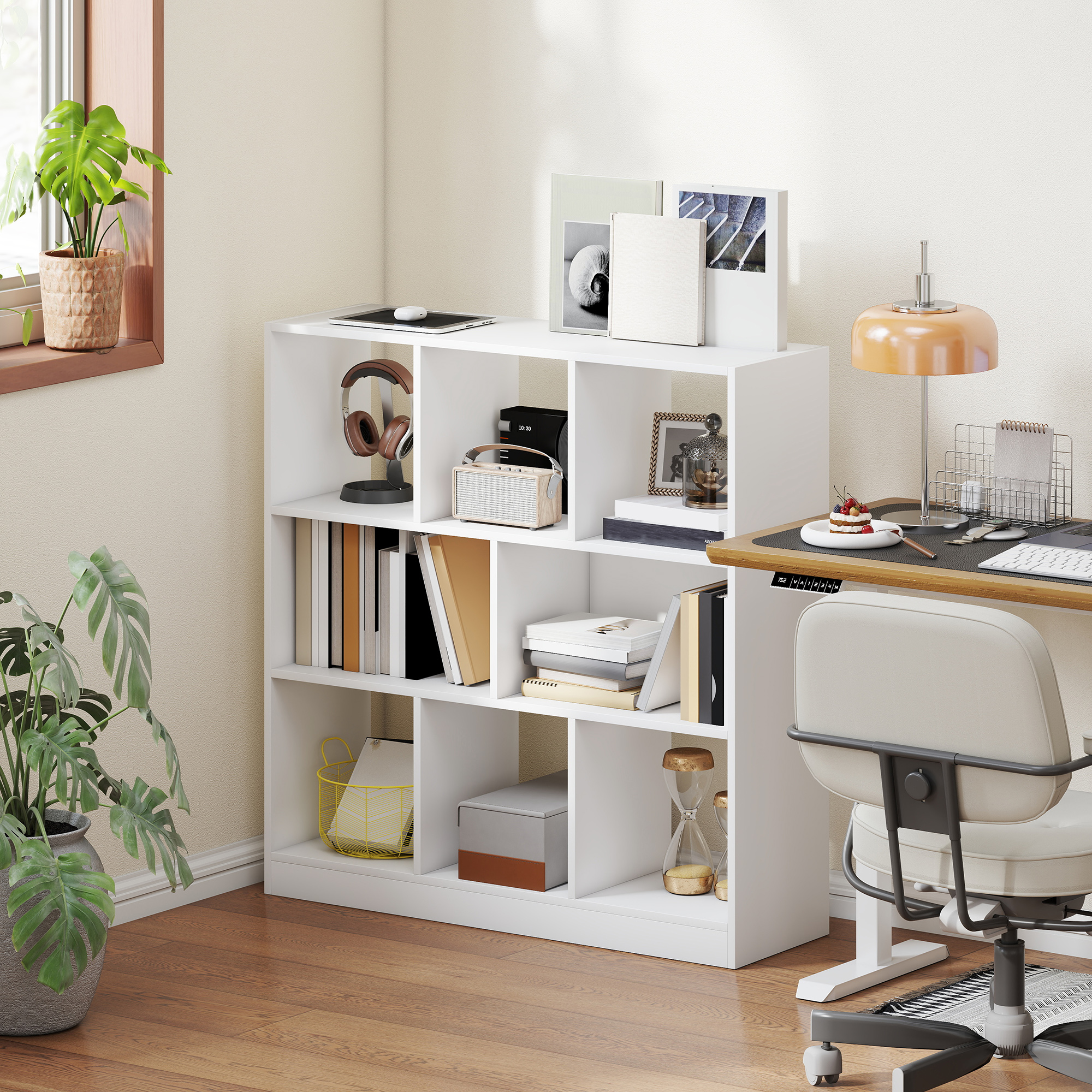 HOMCOM Bücherregal Regal Standregal, 8 Regalfächer, 97,5 x 30 x 100 cm, Weiß