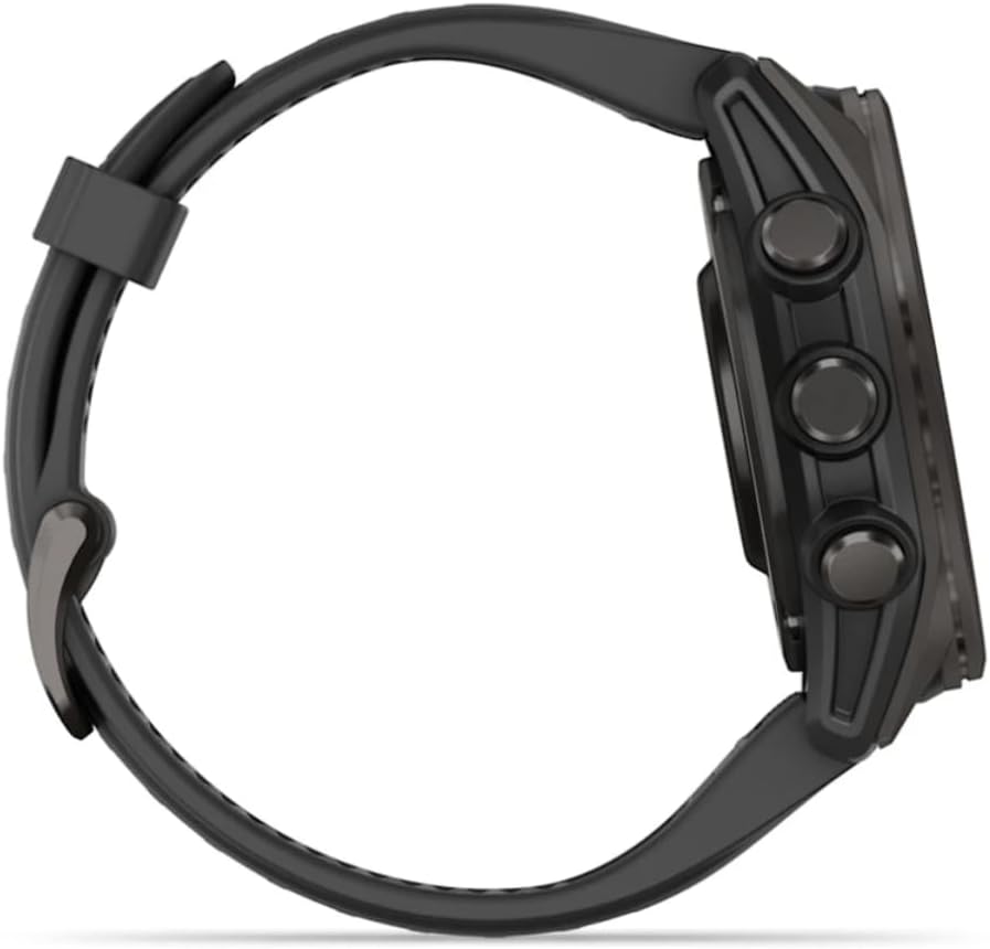 Fenix 8–43 mm, AMOLED, Saphir, Carbongrau, DLC Titan mit schwarz/kieselgrauem Silikon