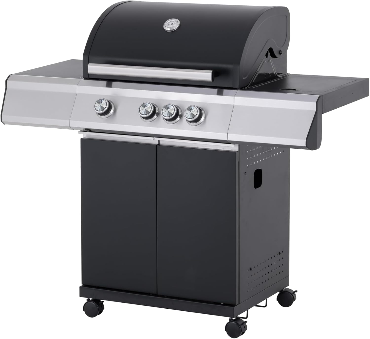 Tarrington House Barbecue a Gas PAXTON con 3 Bruciatori, Fornello Laterale, Coperchio con Termostato, Acciaio/Acciaio Inox/Ghisa, Nero, per Bombole da 11kg, Ideale per Giardino, Balcone, Campeggio