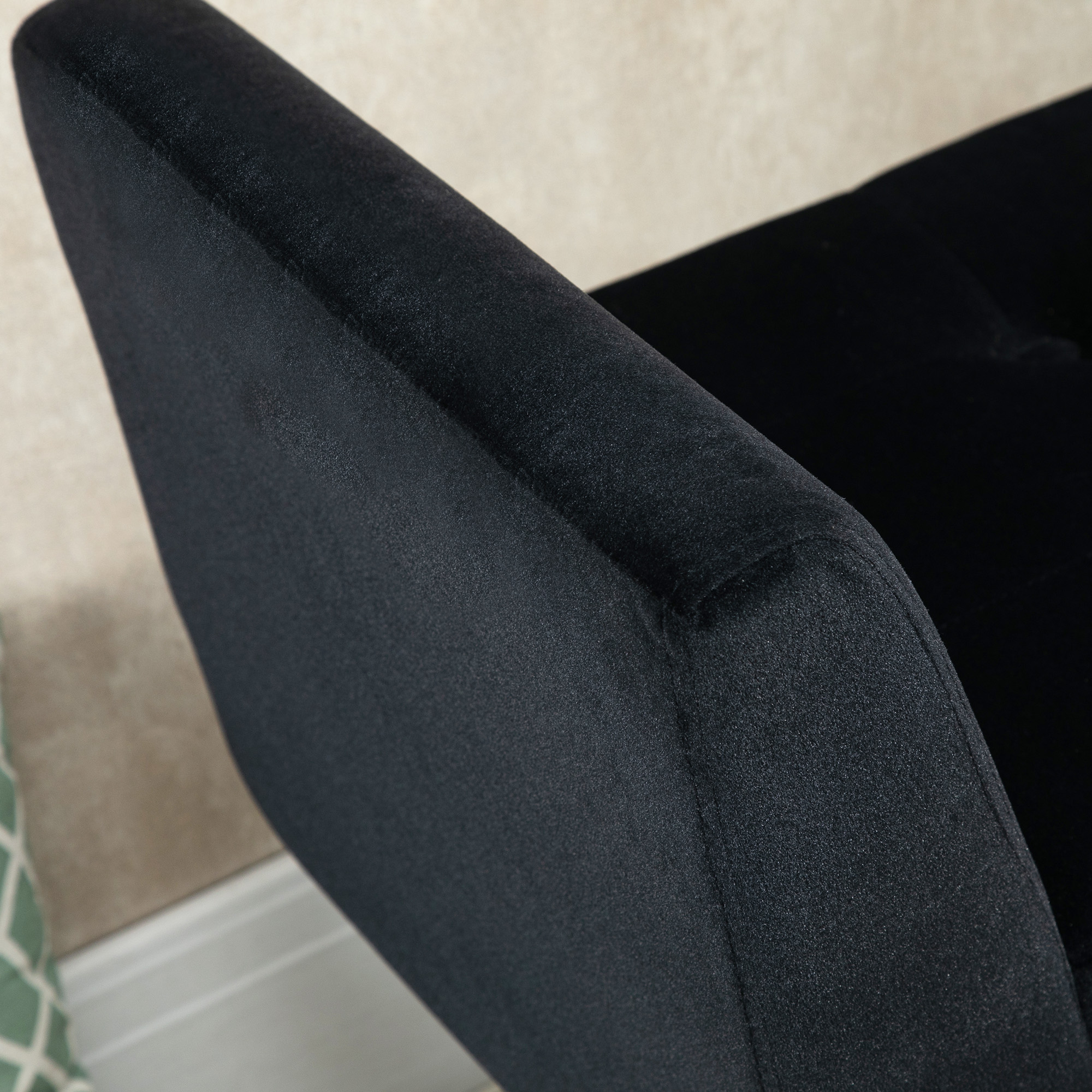 luxe bank gestoffeerde bank met opbergruimte armleuningen bank fluweelzacht polyester rubber hout zwart 107 x 42 x 65 cm