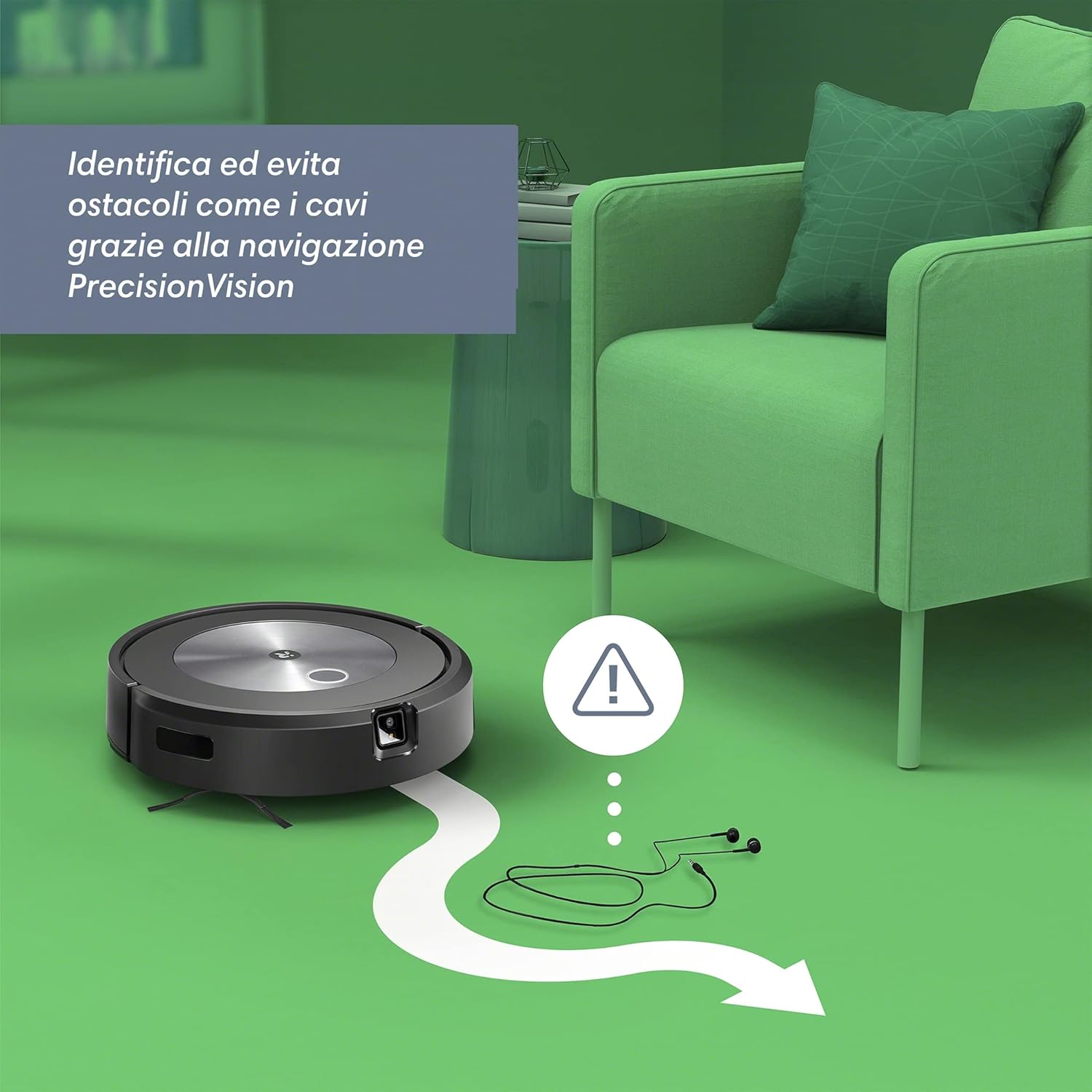 iRobot Roomba J7, Robot Aspirapolvere, Mappatura Intelligente, Rilevamento Ostacoli, Wi-Fi, 2 Spazzole MultiSuperficie, Adatto Animali Domestici, Programmabile con App e Assistente Vocale, Silver