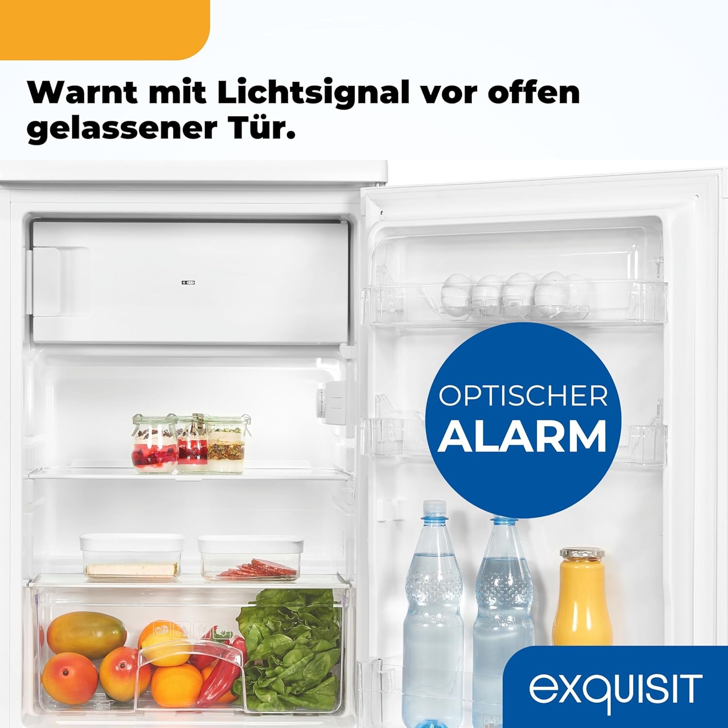 Exquisit Kühlschrank mit Gefrierfach, 109 Liter, kleiner Kühlschrank, 85 cm hoch, freistehend, Kompakt, KS516-4-E-040E weiss