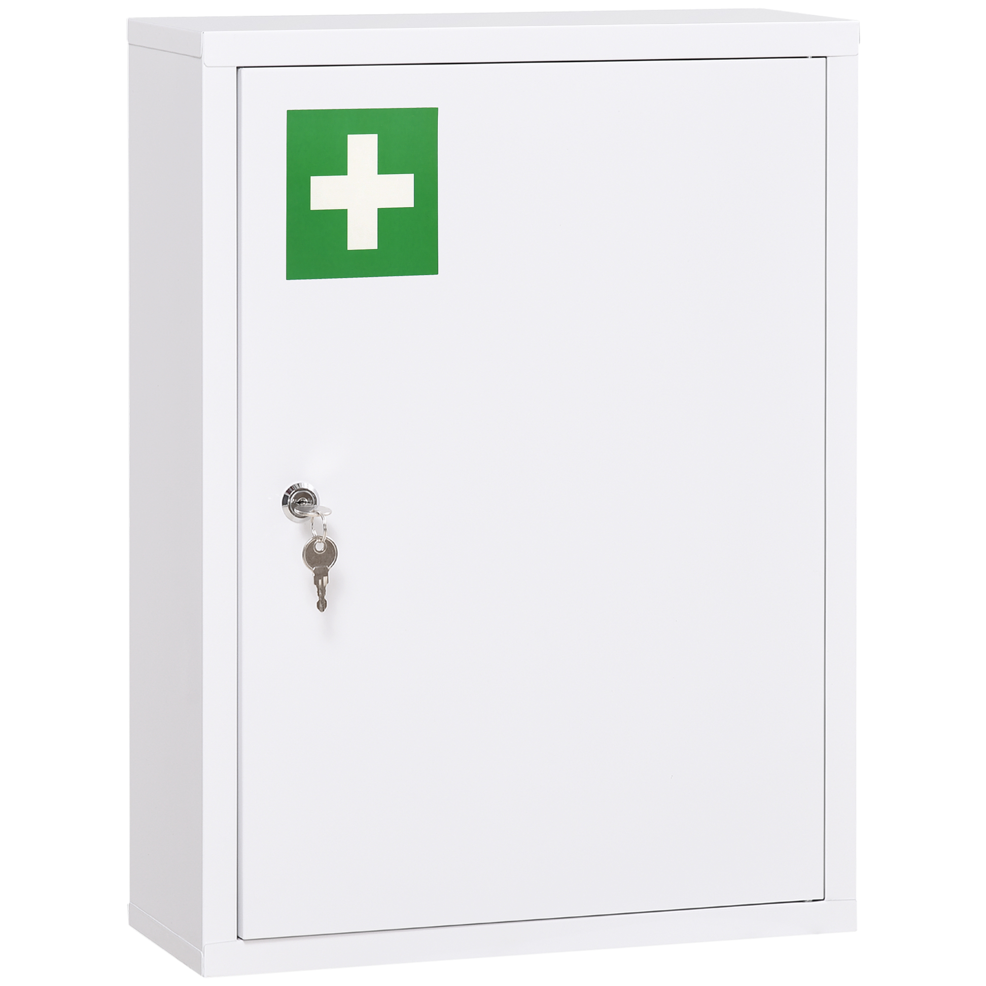 kleankin Medizinschrank, 3 Fächer, abschließbare Tür, stabiles Stahlgehäuse, weiß, 40 x 15 x 53,5 cm