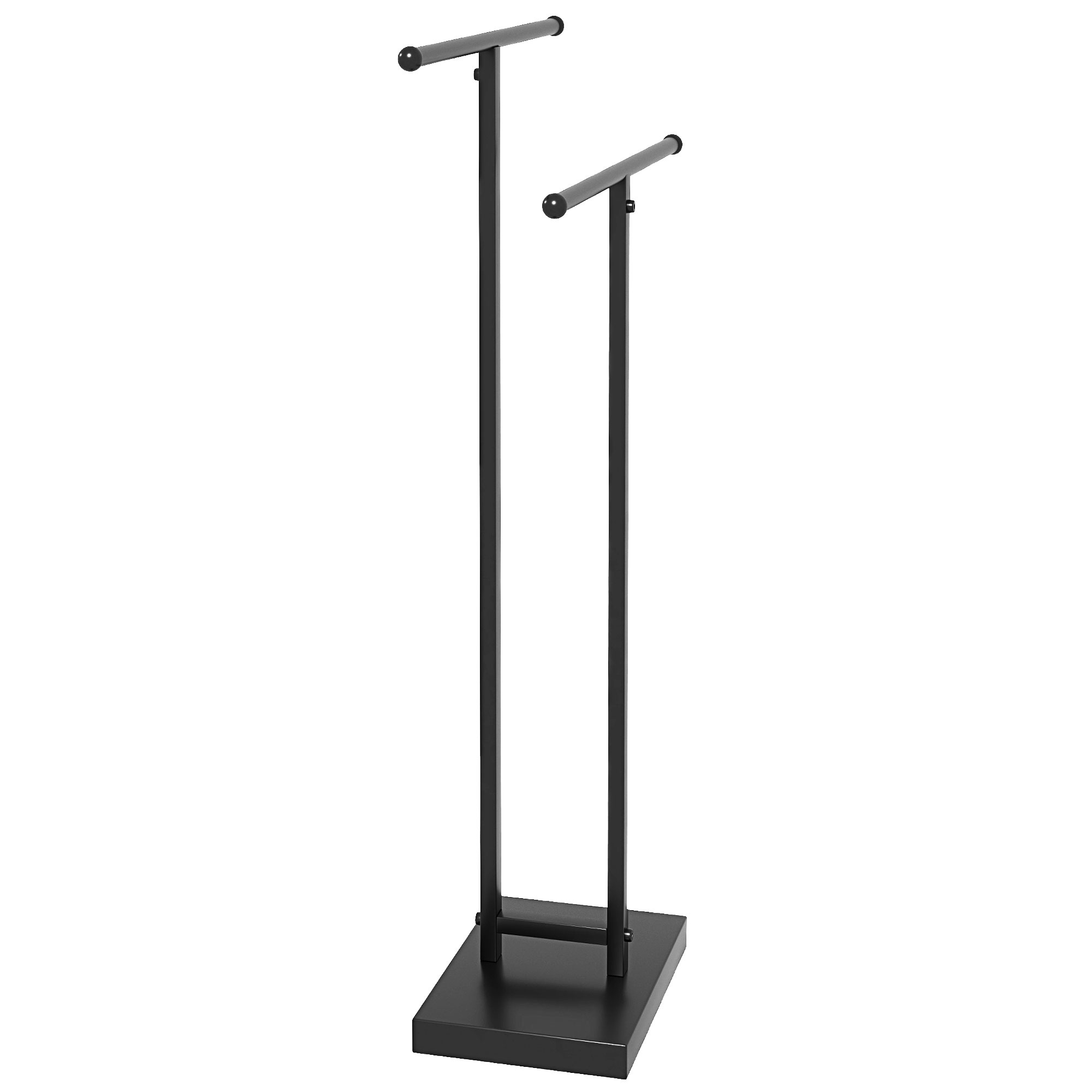 HOMCOM Freistehender Handtuchhalter mit 2 Ebenen aus Metall für das Badezimmer, Maße 50 B x 18,5 T x 85 H cm, Schwarz