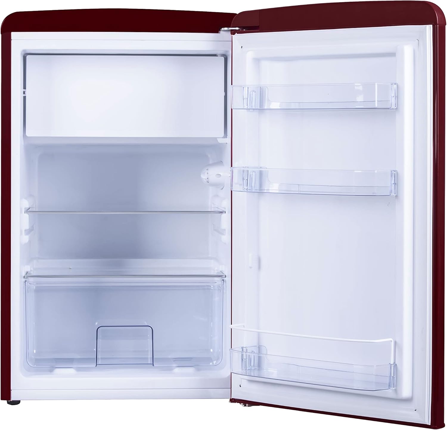 Amica KS 15615 B Retro Kühlschrank mit Gefrierfach / Coffee Cream (Beige) / 88cm (H) x 55cm (B) x 62cm (T) / Retro-Design