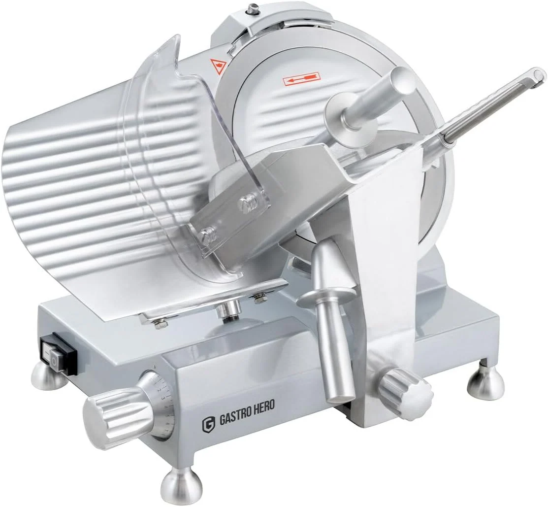 GastroHero Allesschneider, 300 mm, Schwarz, Aufschnittmaschine, einstellbar, Aluminium ASM300