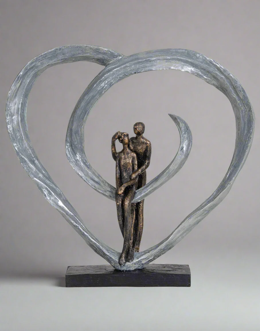 Love Sculpture in Circular Heart �C Bronze | Woodcock and Cavendish