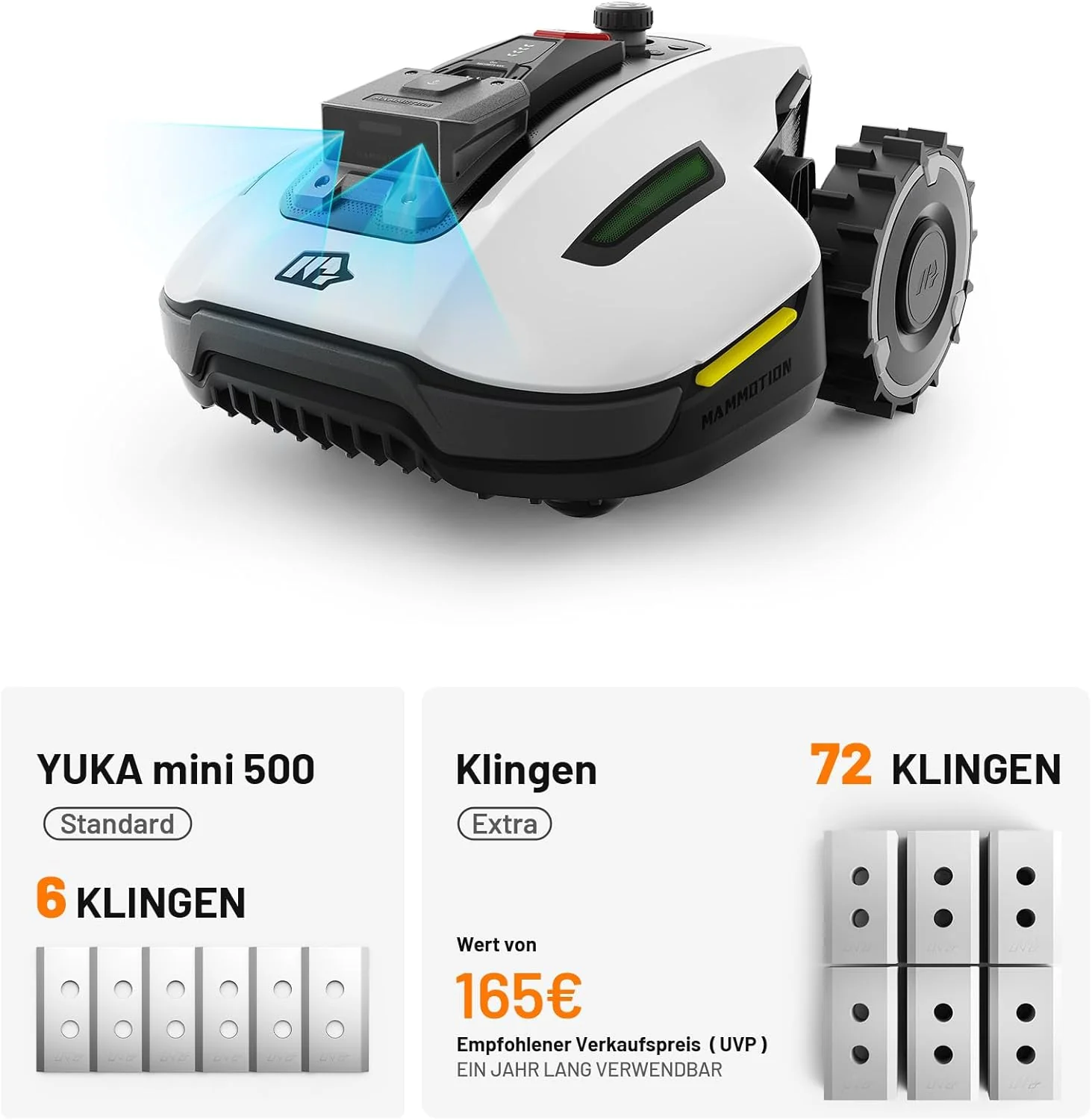 MAMMOTION YUKA Mini 700 robotmaaier zonder begrenzingsdraad, NetRTK+Vision, geen RTK-antenne nodig, automatische kartering, aanbevolen 700m2, max. 1100m2, met 4G-module, 50% helling