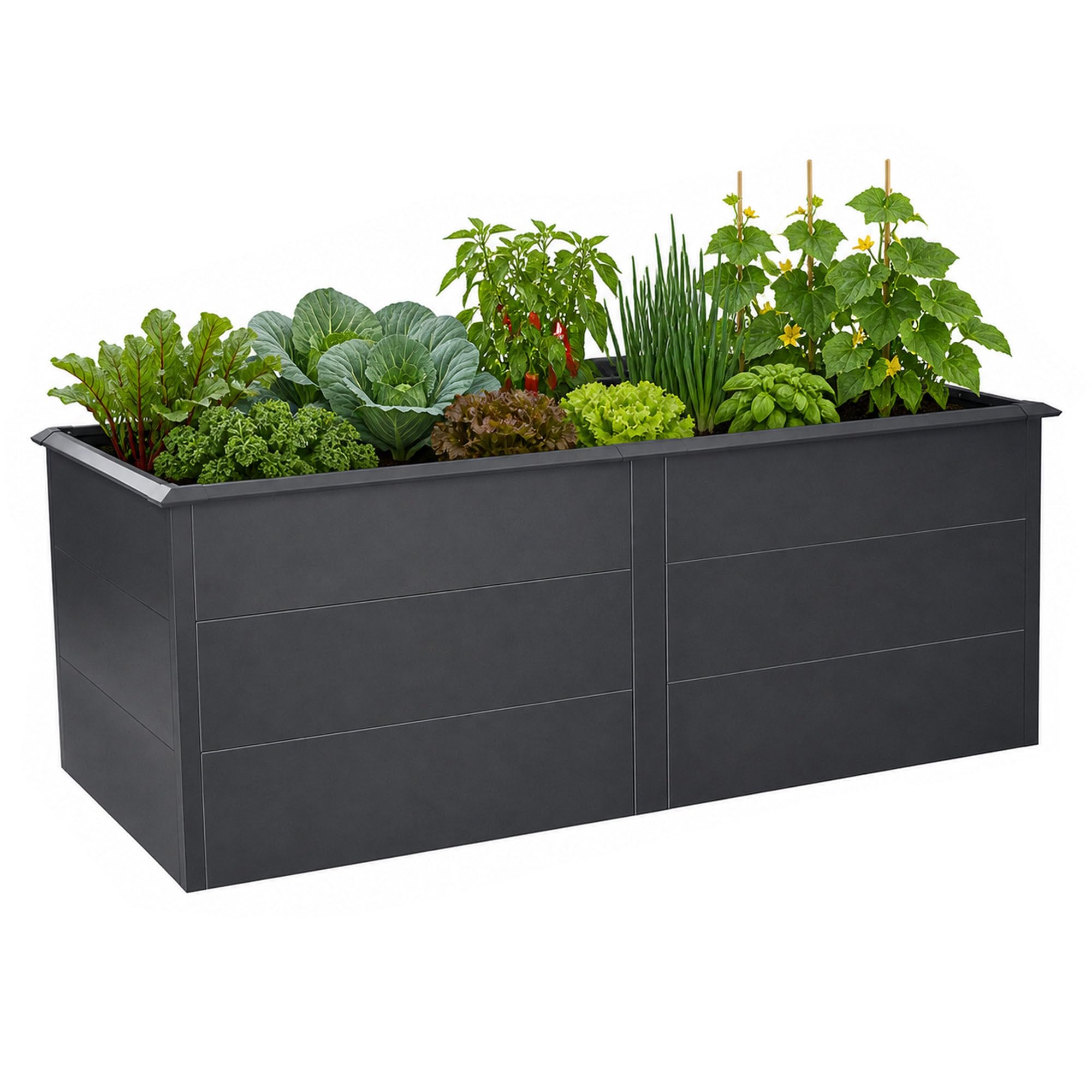 Zelsius Hochbeet aus verzinktem Stahl 200x100x77 cm Anthrazit RAL 7016 Garten Gemüse Kräuter Blumen Outdoor
