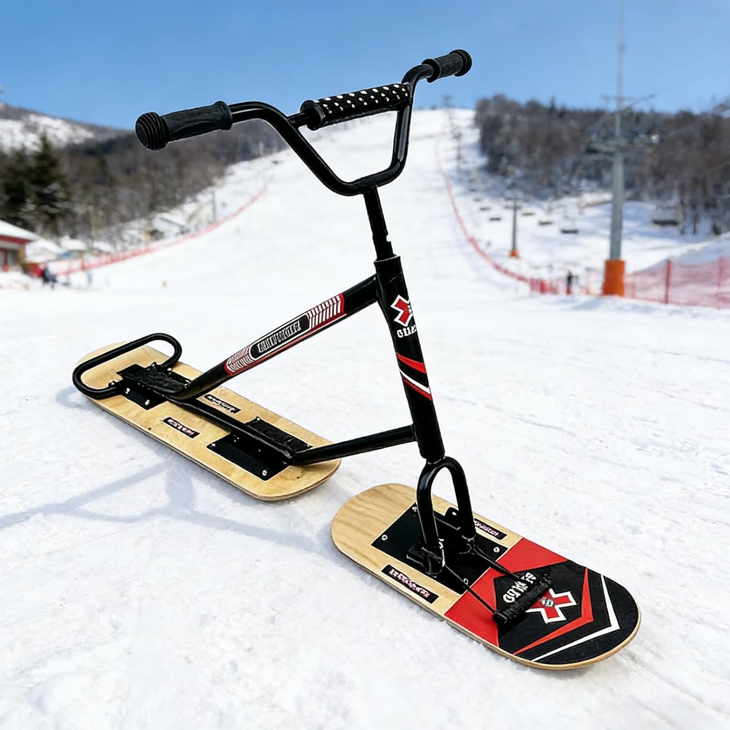 Schneescooter Schlitten mit Griff für Winter Outdoor Sport, All-Terrain Design mit hoher Gewichtskapazität