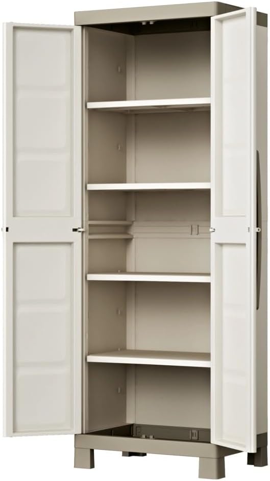 Keter Armadio Alto Excellence, 4 Ripiani Regolabili, Beige/Tortora, 65x45x182 H Cm