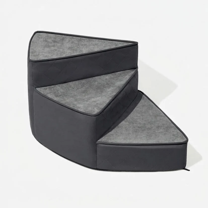 Spiral Dog Stairs �C Water-Repellent Faux Leather & Joint-Friendly Sponge