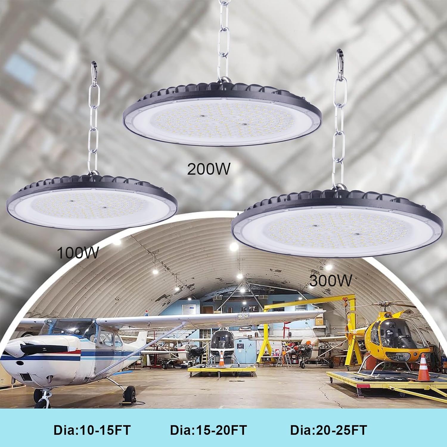 300W UFO LED High Bay Light,Fosingut Superhell 432 LEDs Hallenstrahler UFO LED Werkstattlampe,110lm/W 6500K Kaltweiß IP65 Wasserdichte Industrielampe High Bay Licht für Fabriken,Garage,Lagerhaus-6pcs