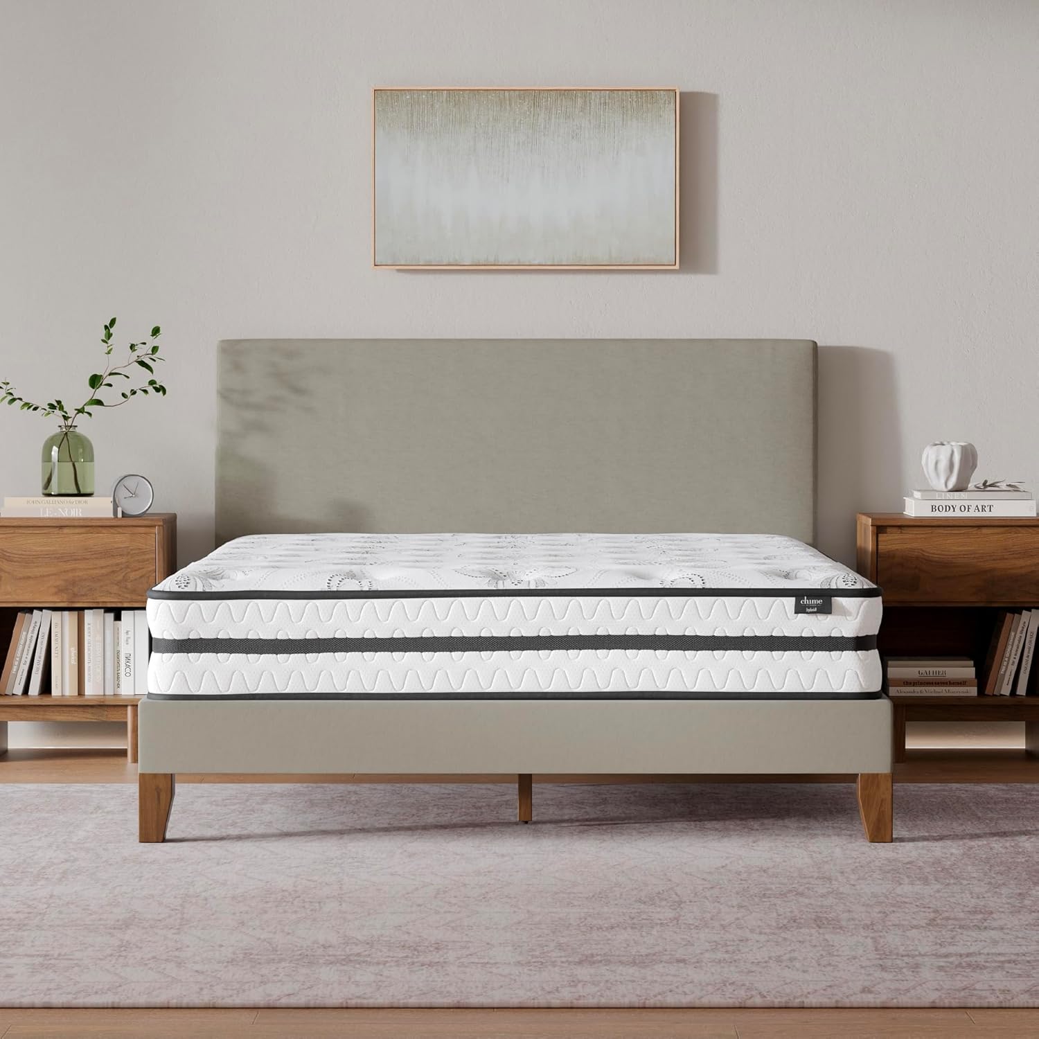 Signature Design by Ashley Full Size Chime 10 Inch Medium Firm Hybrid Mattress with Cooling Gel Memory Foam for Pressure Relief, Fiberglass Free, Mattress In A Box