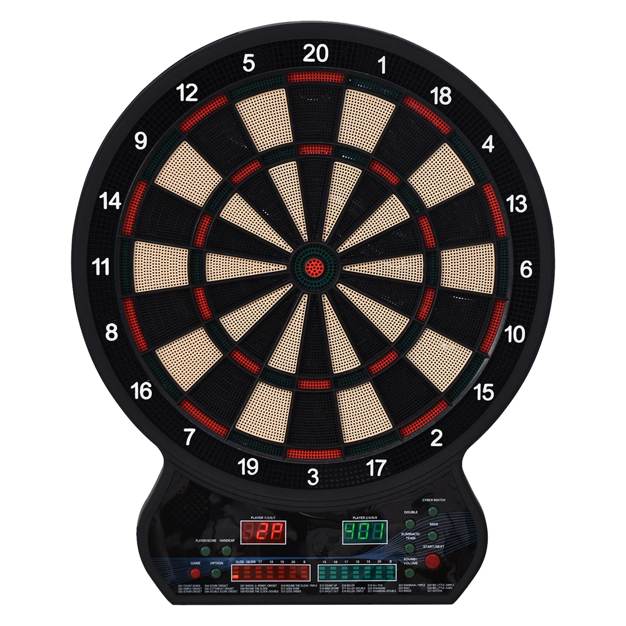HOMCOM Elektronisches Dartspiel 27 Hauptspiele für bis zu 8 Spieler LED-Anzeige Schwarz