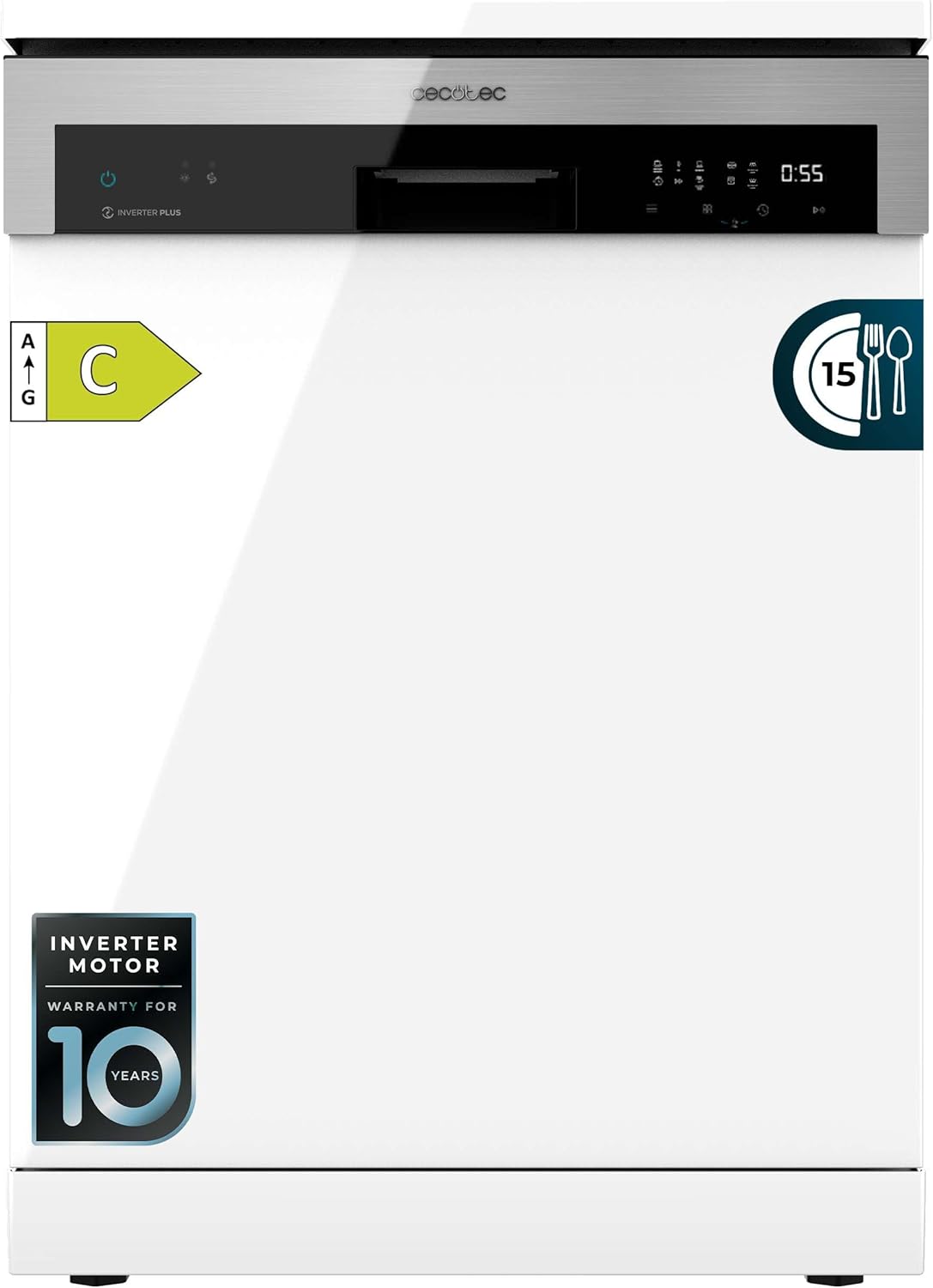 Cecotec Lavastoviglie Bolero Aguazero 6200 Dark D. 1850 W, 14 coperti, 6 programmi, Classe D, Dual Zone Wash, Dry +, Turbo Dry +, Mezzo Carico, Avvio Programmato, AquaStop, Pannello Touch
