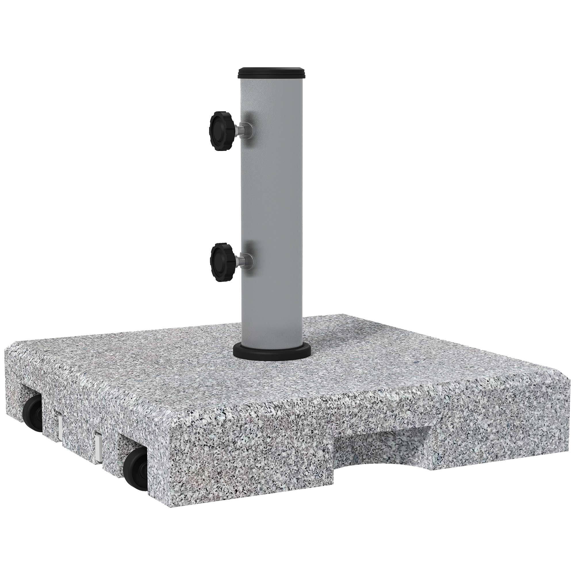 Outsunny Sonnenschirmständer aus Granit, 28 kg, Räder, für Schirmmasten 32/38/48mm, Grau
