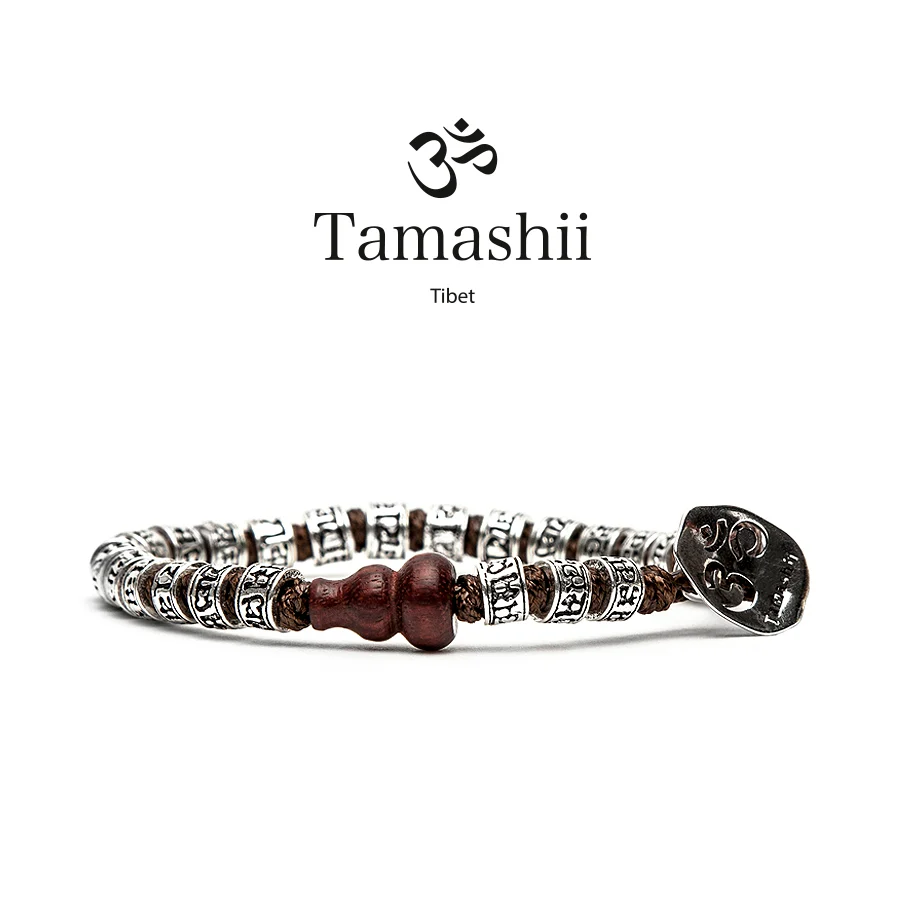 Bracciale Tamashii ruota della preghiera barilotti in argento BHS924-S4