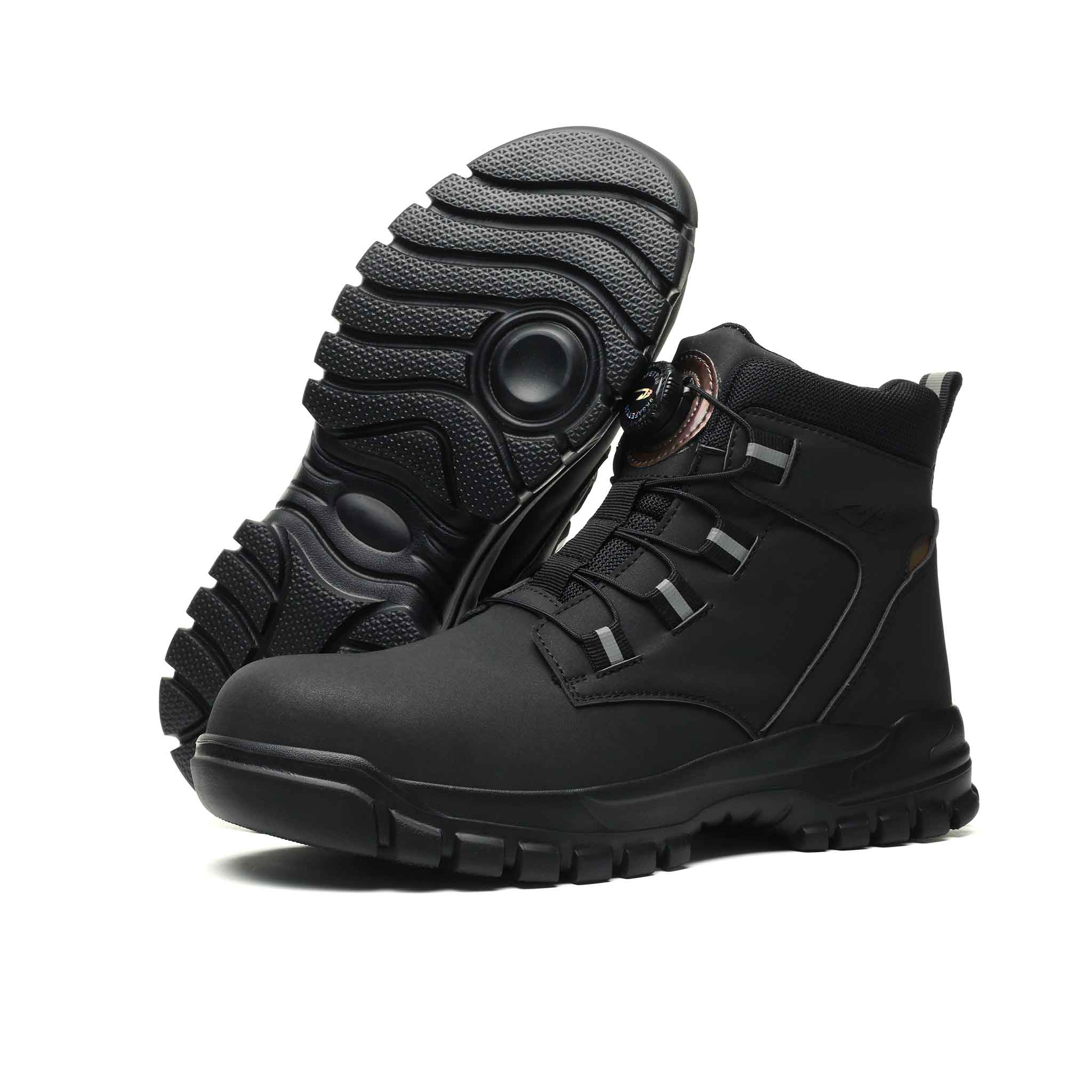 M?skie Wodoodporne Buty Robocze �C Ze Stalowym Podnoskiem I Systemem Sznurowania Na Guziki