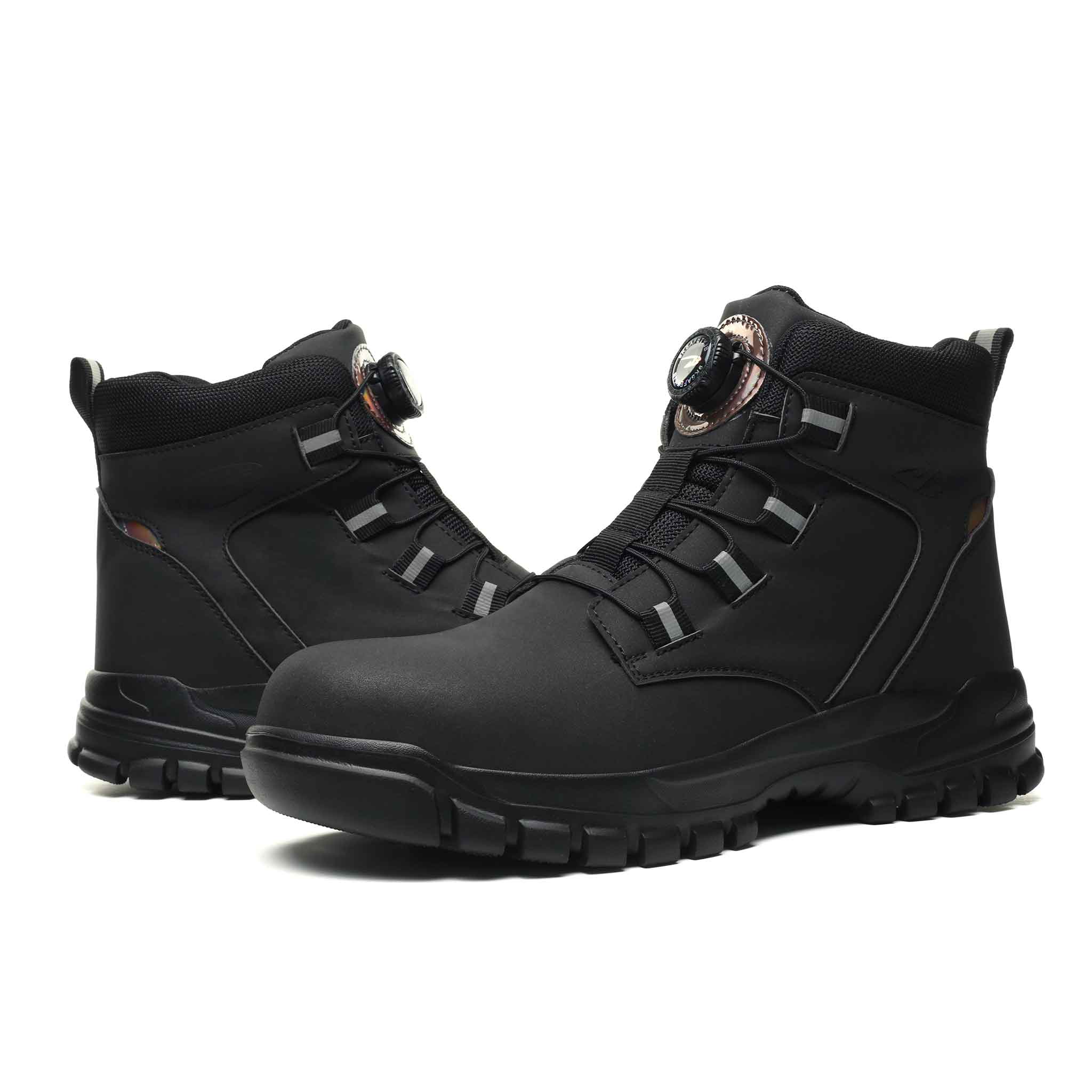 M?skie Wodoodporne Buty Robocze �C Ze Stalowym Podnoskiem I Systemem Sznurowania Na Guziki