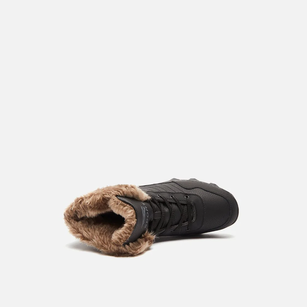 Buty zimowe m?skie - z mi?kk? wy?ci��?k? i cholewk? o g?adkiej fakturze