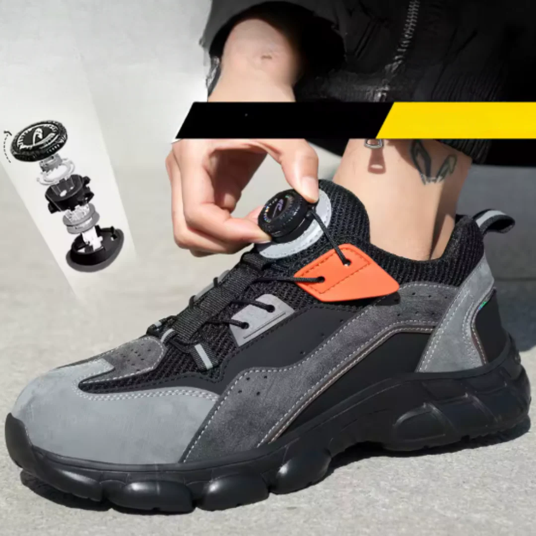 Buty robocze m?skie z noskiem stalowym - wodoodporne i bez sznurowade?