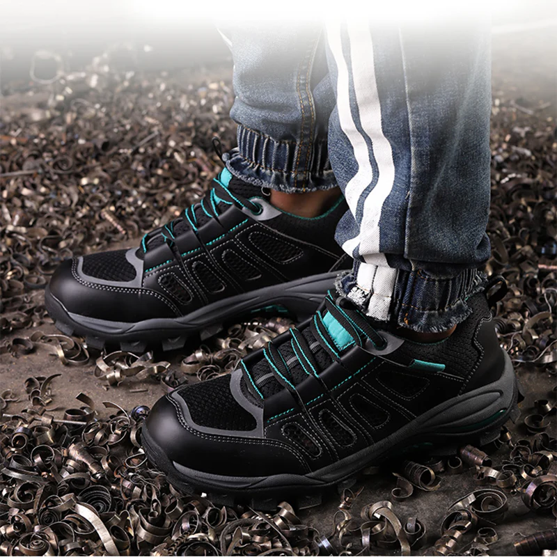 Buty robocze m?skie z siatk? i ochron? palc��w - lekkie i antypo?lizgowe