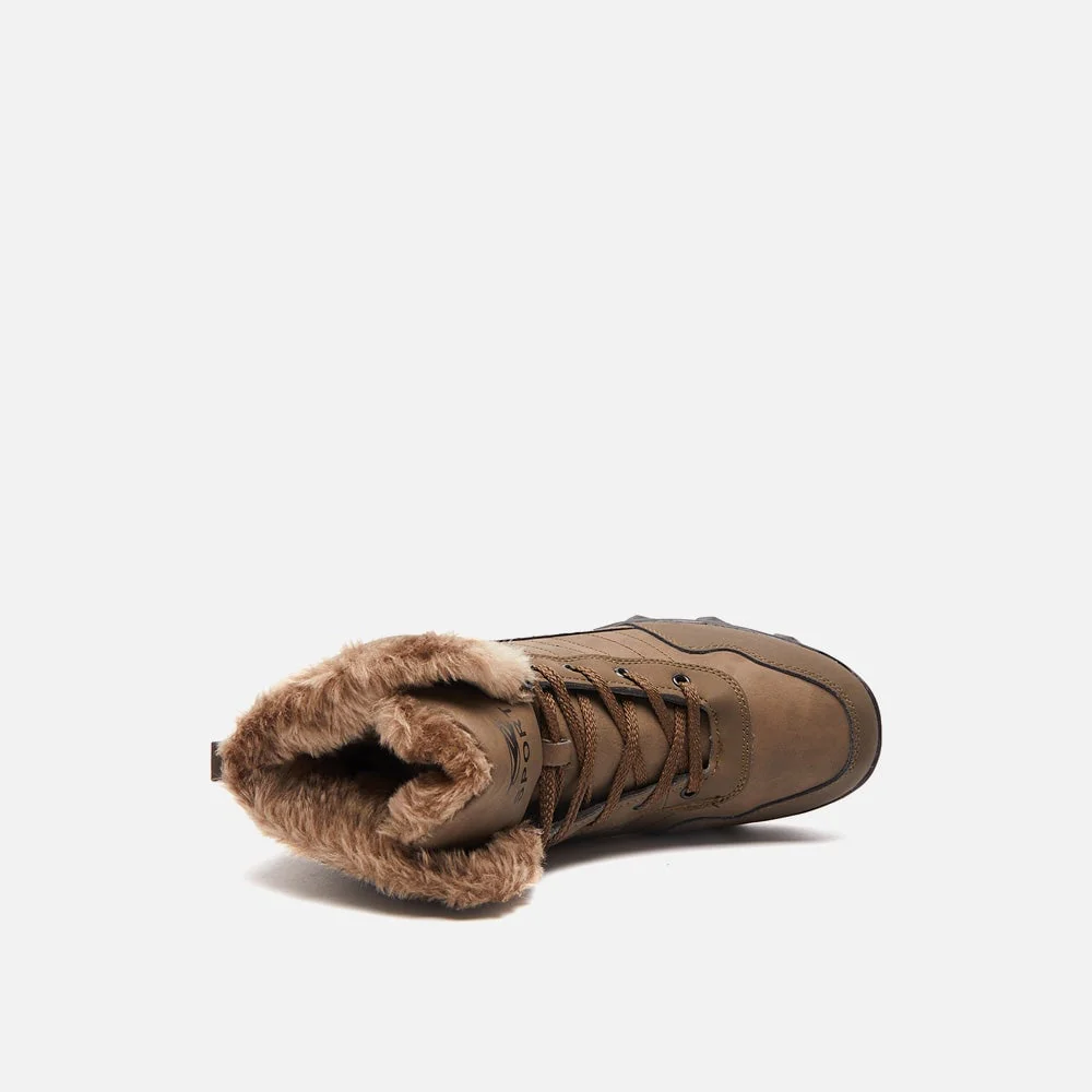 Buty zimowe m?skie - z mi?kk? wy?ci��?k? i cholewk? o g?adkiej fakturze