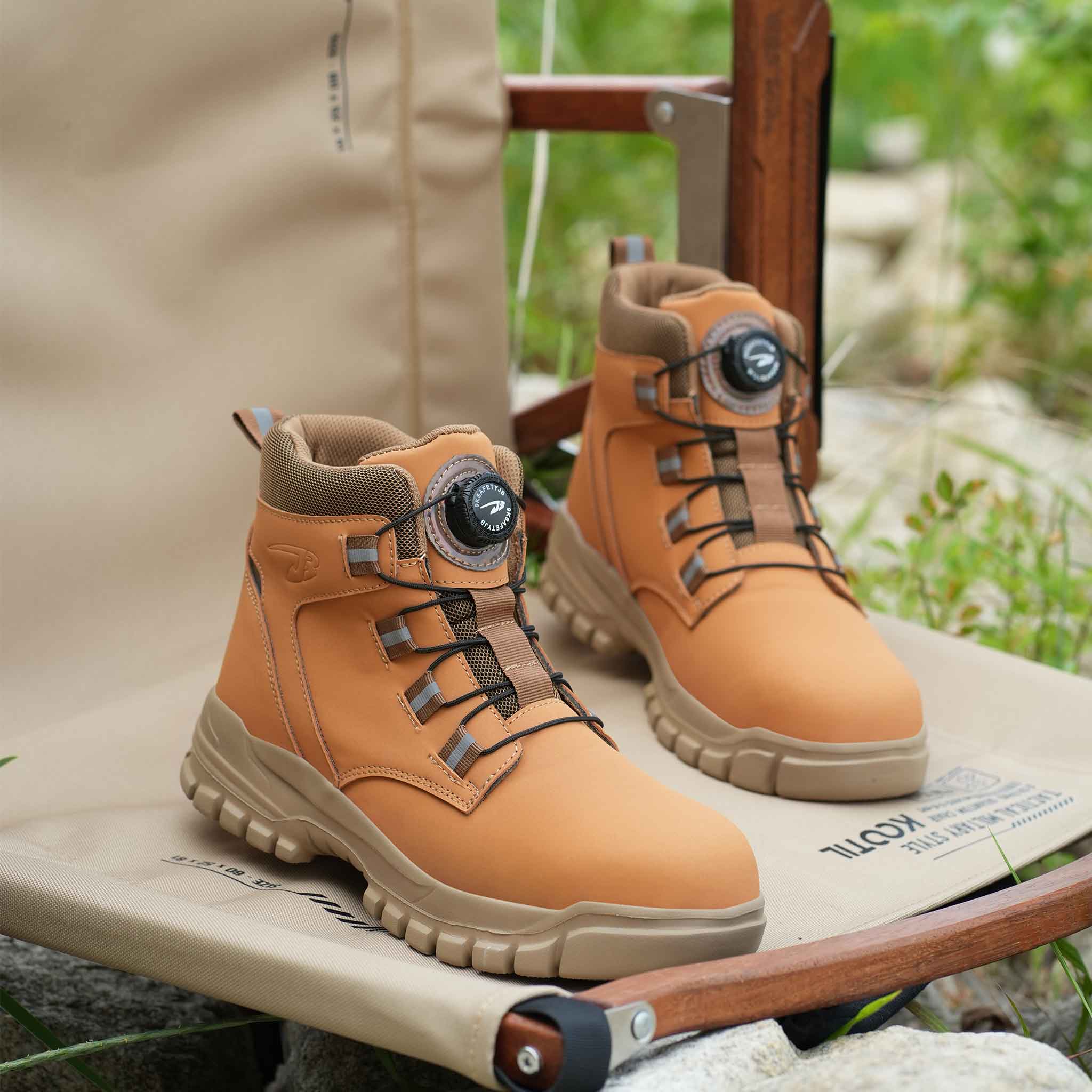 M?skie Wodoodporne Buty Robocze �C Ze Stalowym Podnoskiem I Systemem Sznurowania Na Guziki