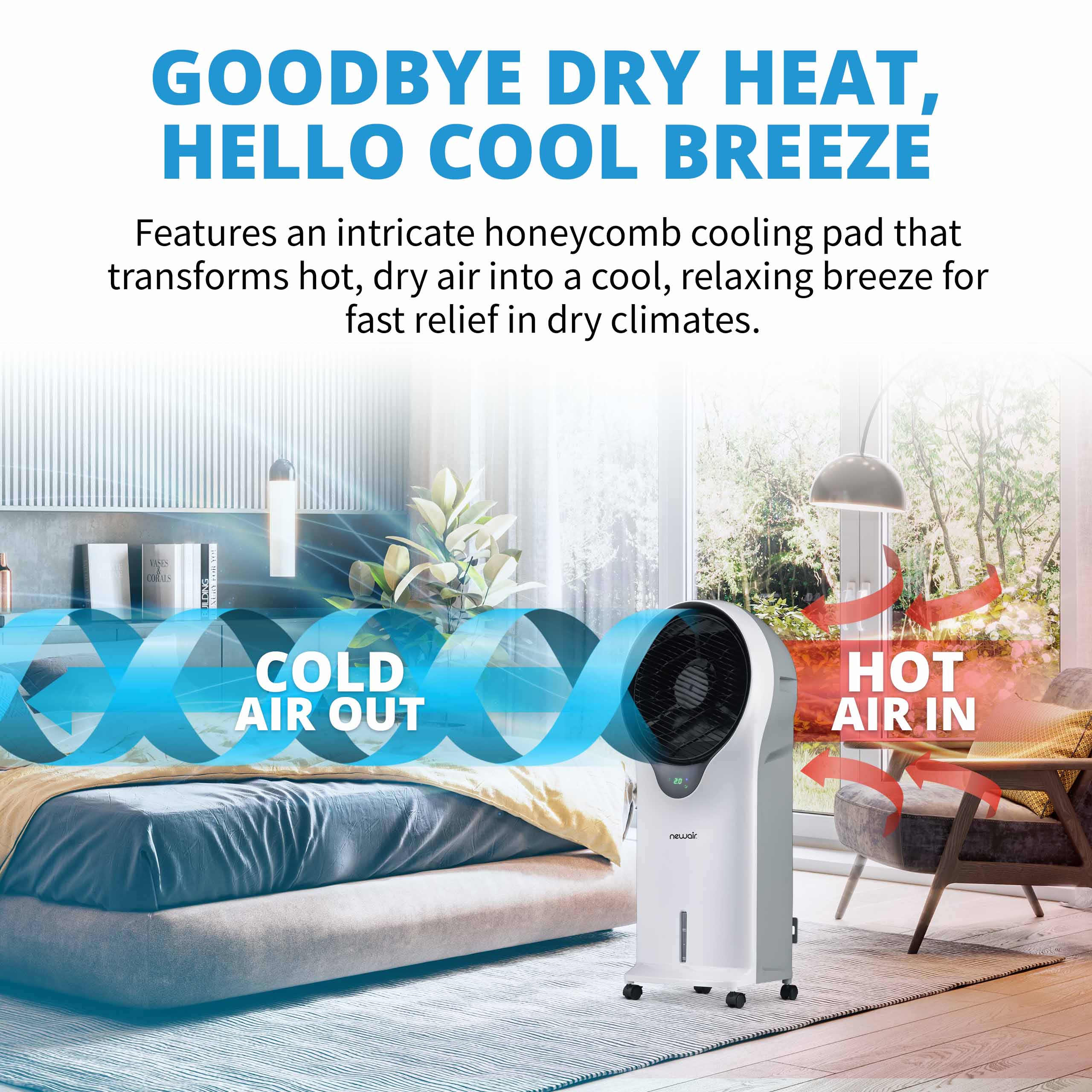 2025 Newair® Enfriador de Aire Evaporativo y Ventilador Portátil 470 CFM – Blanco