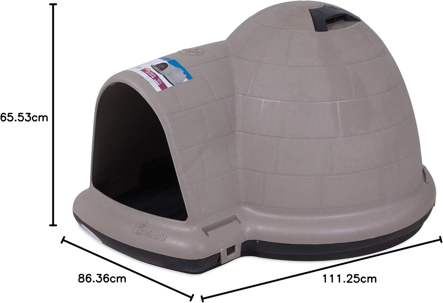 2025 Petmate Indigo Casa para Perros (Casa Tipo Igloo, Hecha en EE. UU. con 90% de Materiales Reciclados, Refugio para Mascotas con Protección para Todo Clima) para Perros Extra Grandes - 90 a 125 libras, Hecha en EE. UU.