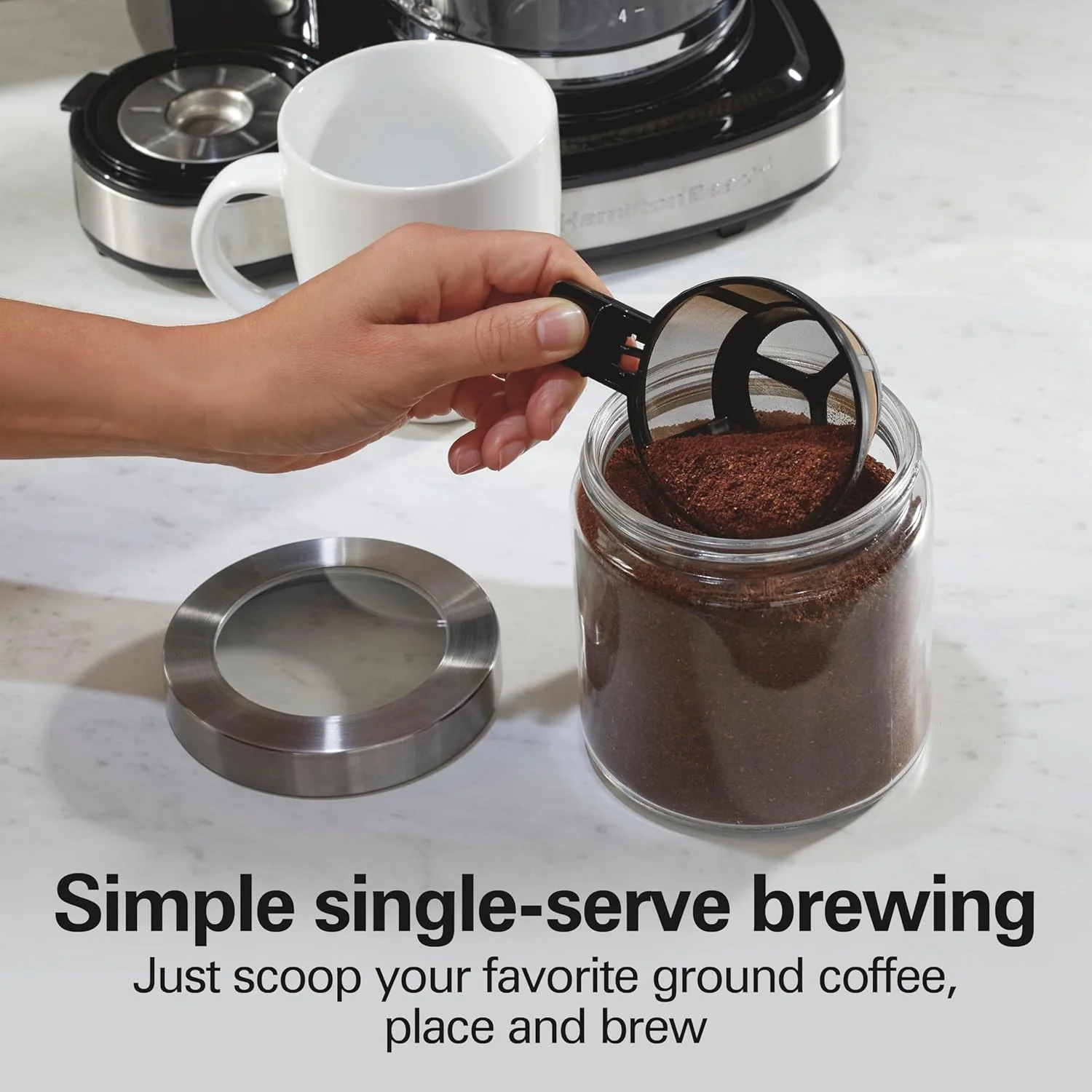 2025 Cafetera de goteo programable 2 en 1 Hamilton Beach, 12 tazas, jarra de vidrio, función pausa y sirve automática, color negro (49980R)