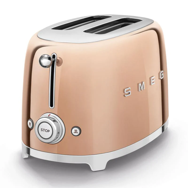 2025 Tostadora SMEG TSF01RGUK Retro 2 Rebanadas Estilo Años 50 – Oro Rosa