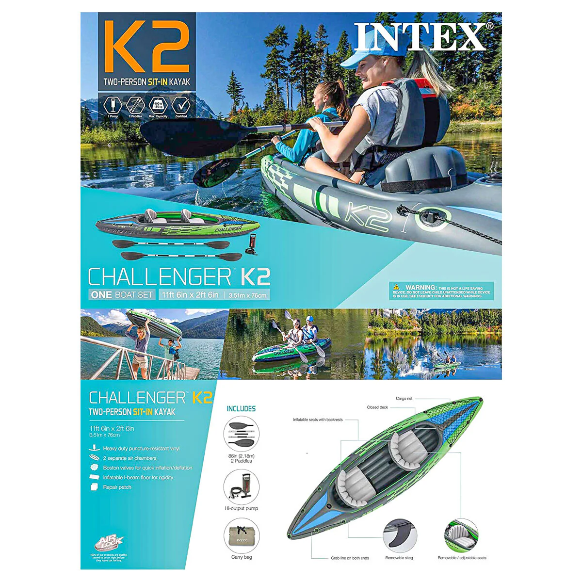2025 Kayak Inflable Intex Challenger K2