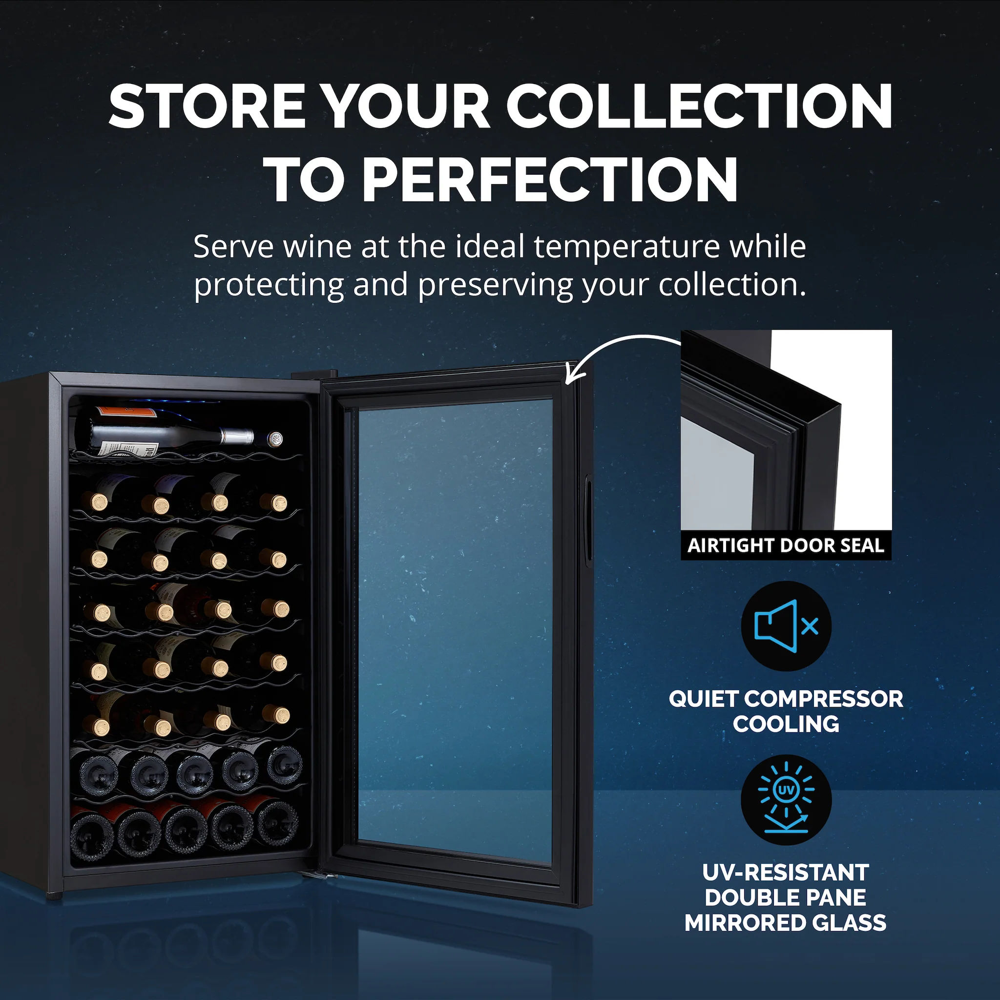 2025 Refrigerador de Vinos Independiente Newair – Negro (51 botellas)