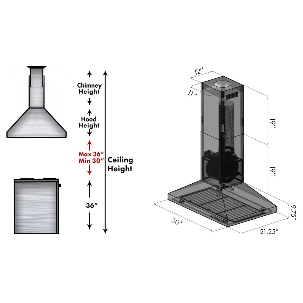 Campana de Isla Convertible en Acero Inoxidable ZLINE (KL3i)