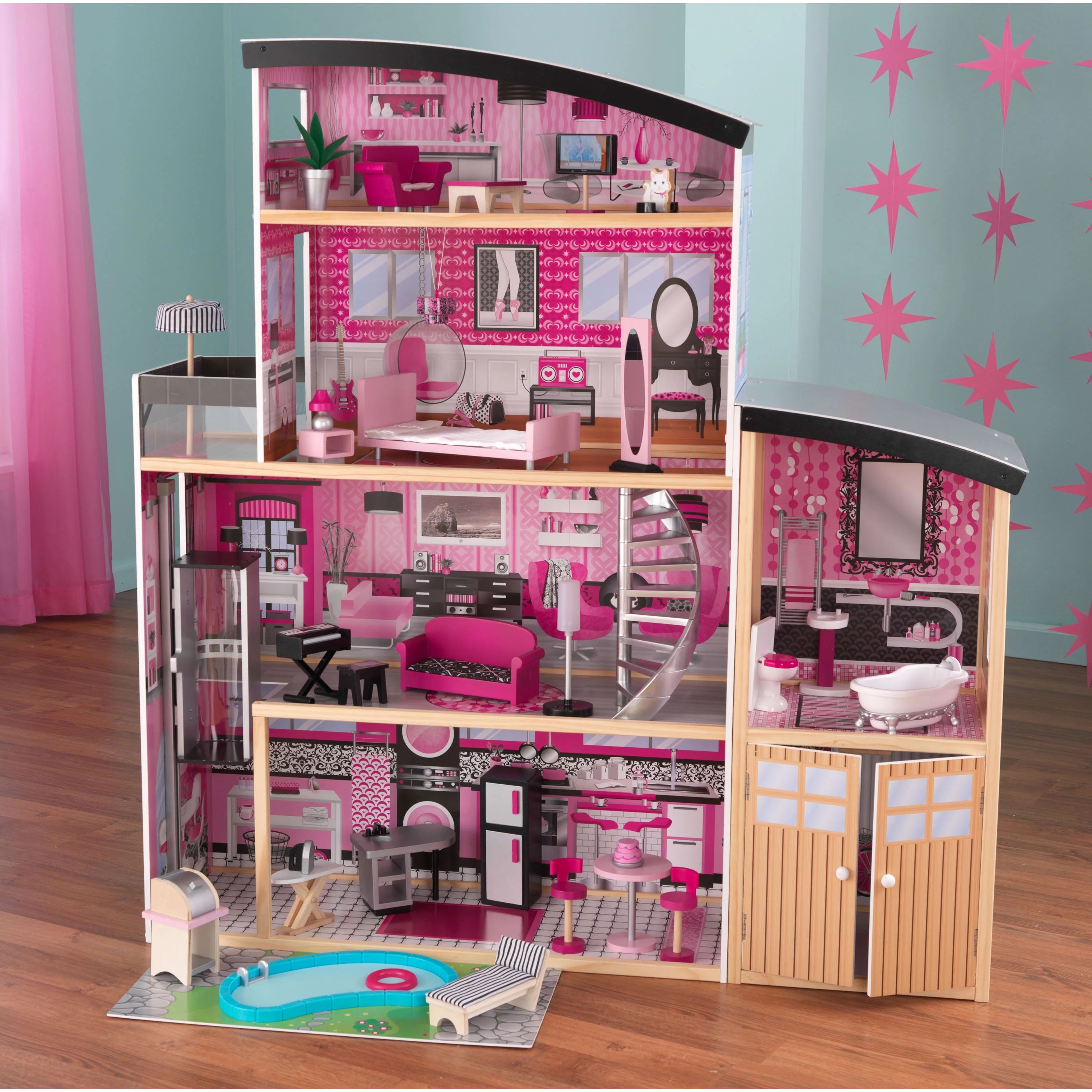 Casa de Muñecas de Madera KidKraft Sparkle Mansion con 30 Accesorios