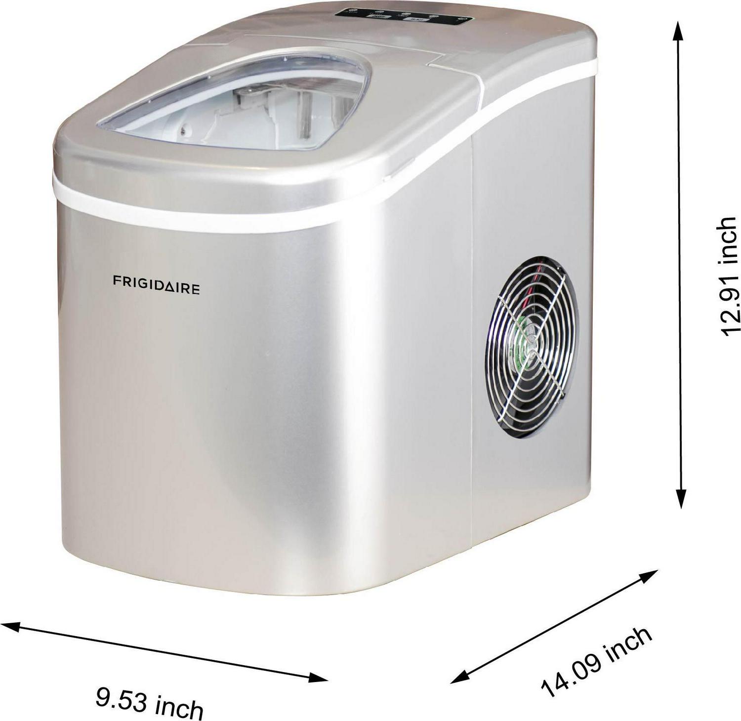 2025 Frigidaire – Máquina de hielo portátil de encimera 26 lb – Plateada (Modelo EFIC108)
