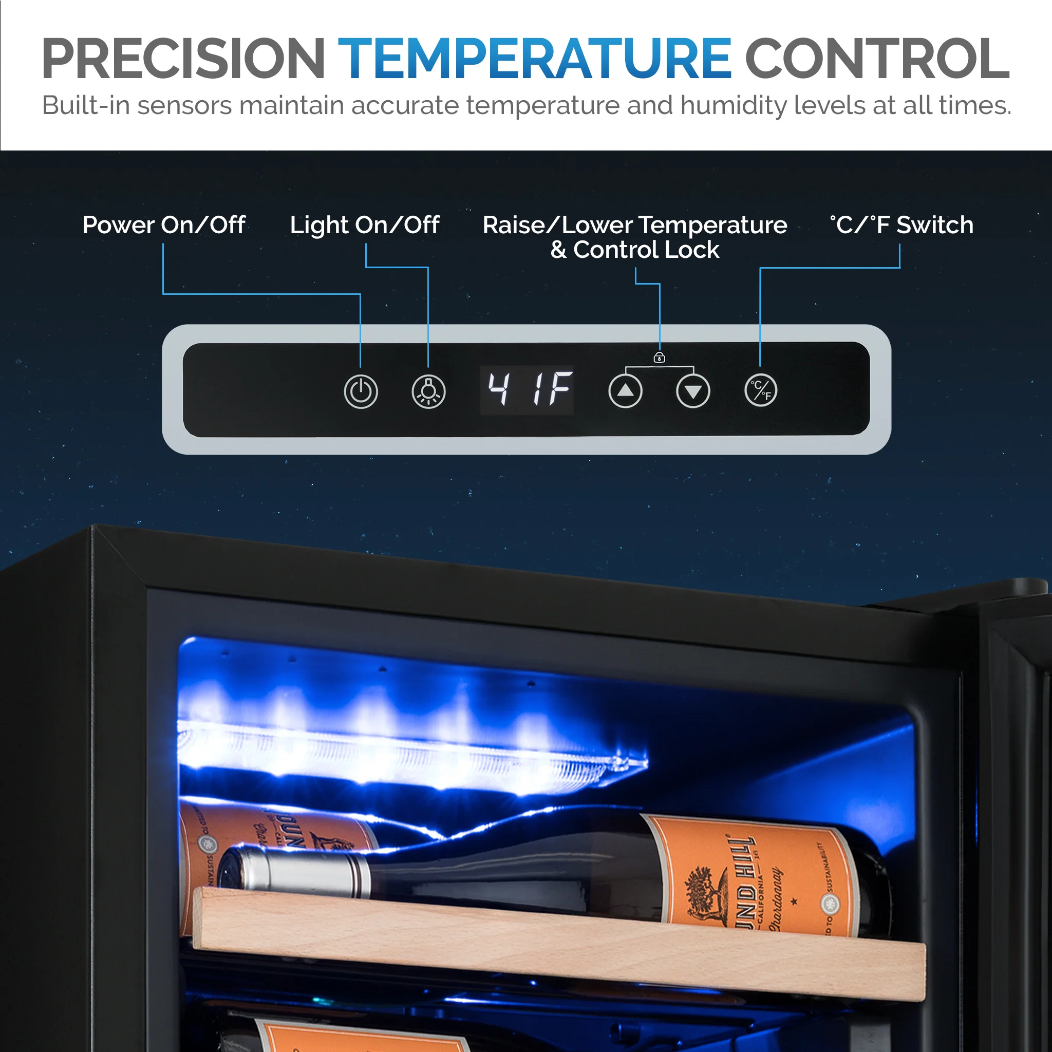 2025 Newair® Refrigerador de Vinos Independiente Negro – 62 Botellas – 16,9